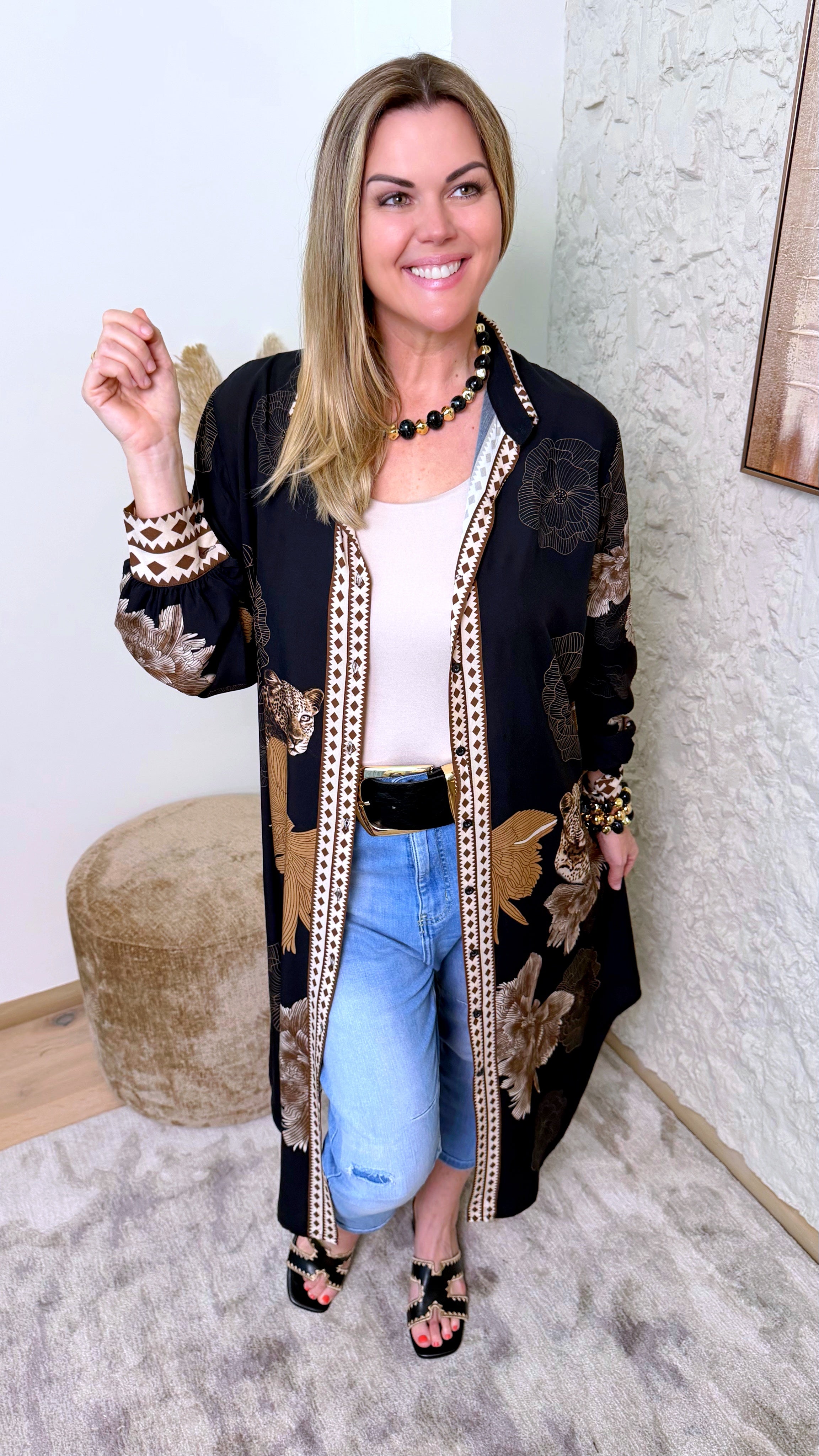 Long-Bluse Wild Blossom *Schwarz*