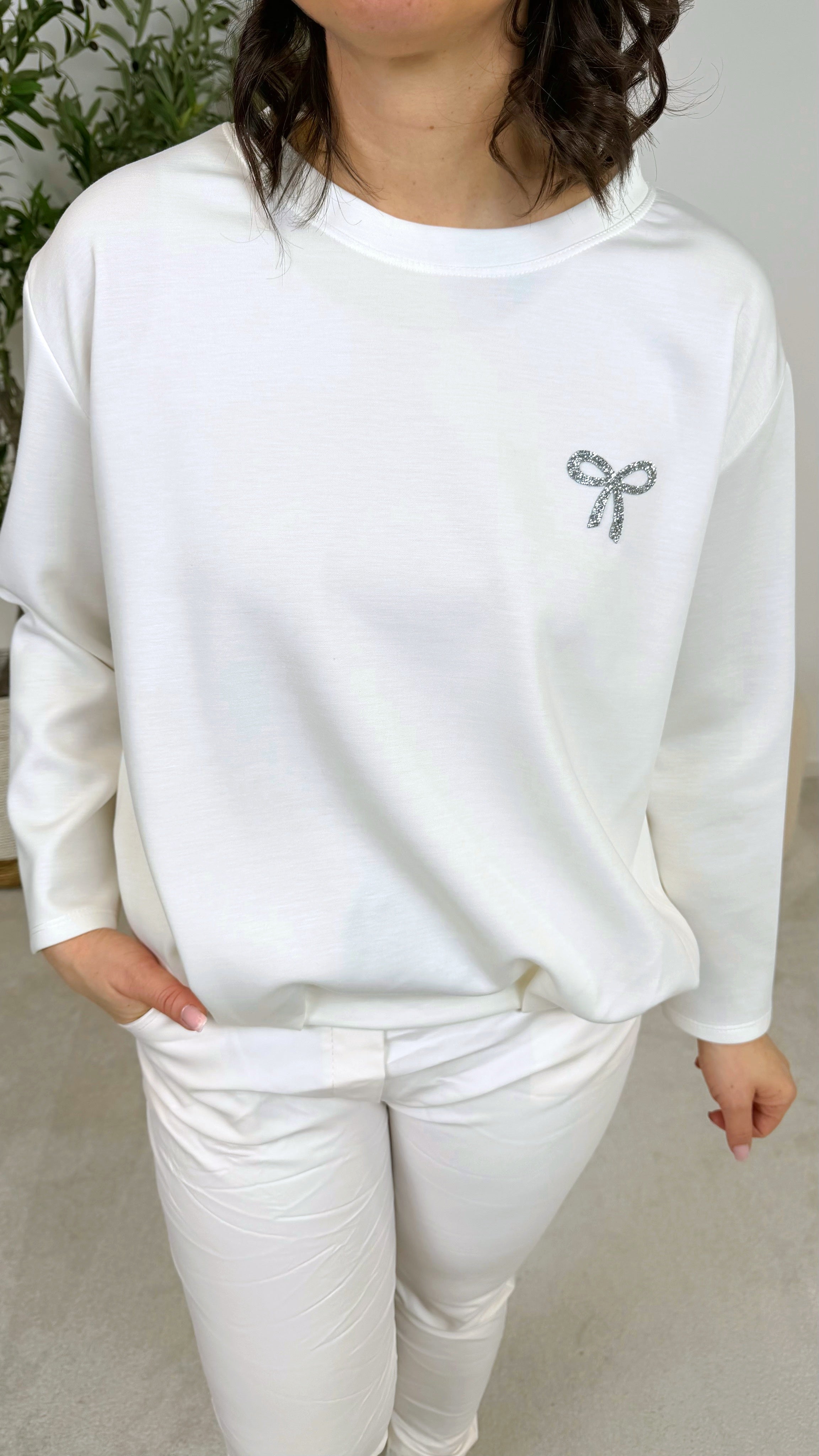 Sweatshirt Sparkle Ribbon *Weiß*