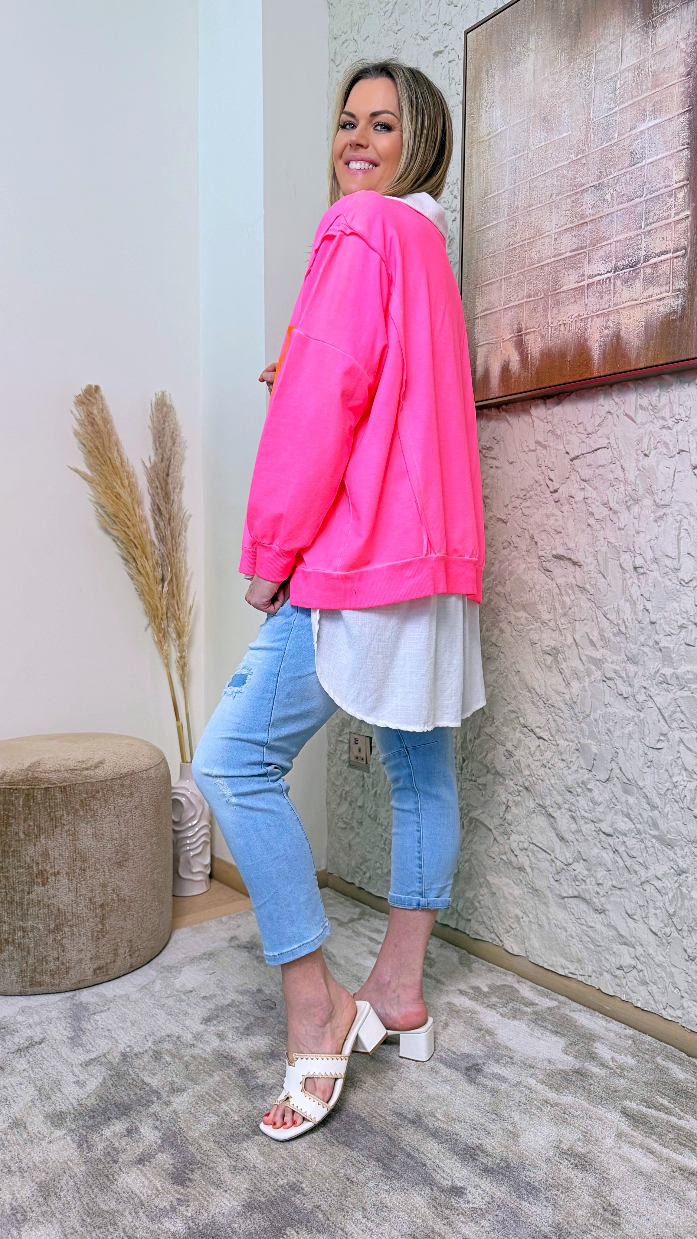 Pullover Happy Days *Neon Pink*