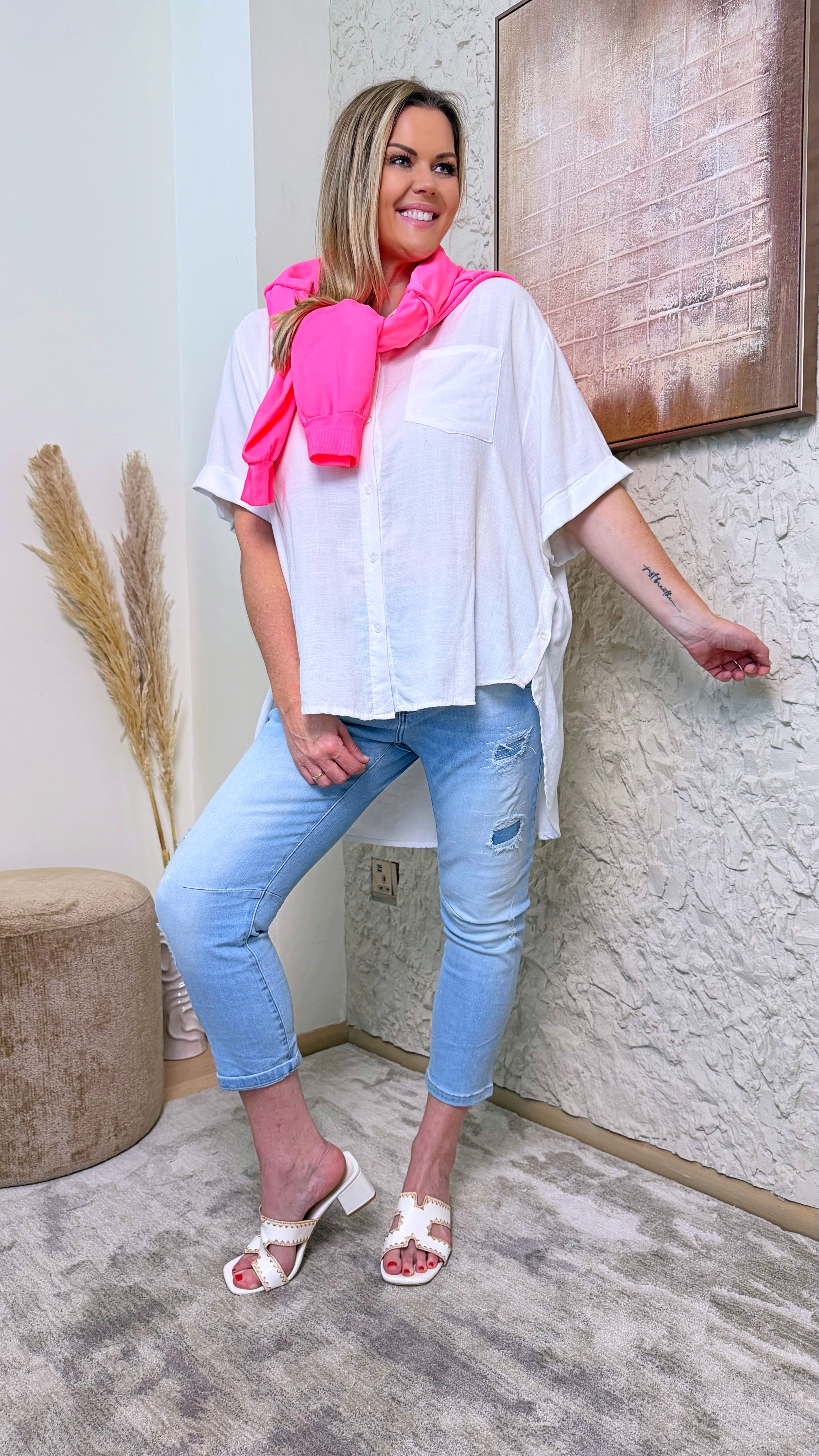 Leinenbluse Morning Dew *Weiß*