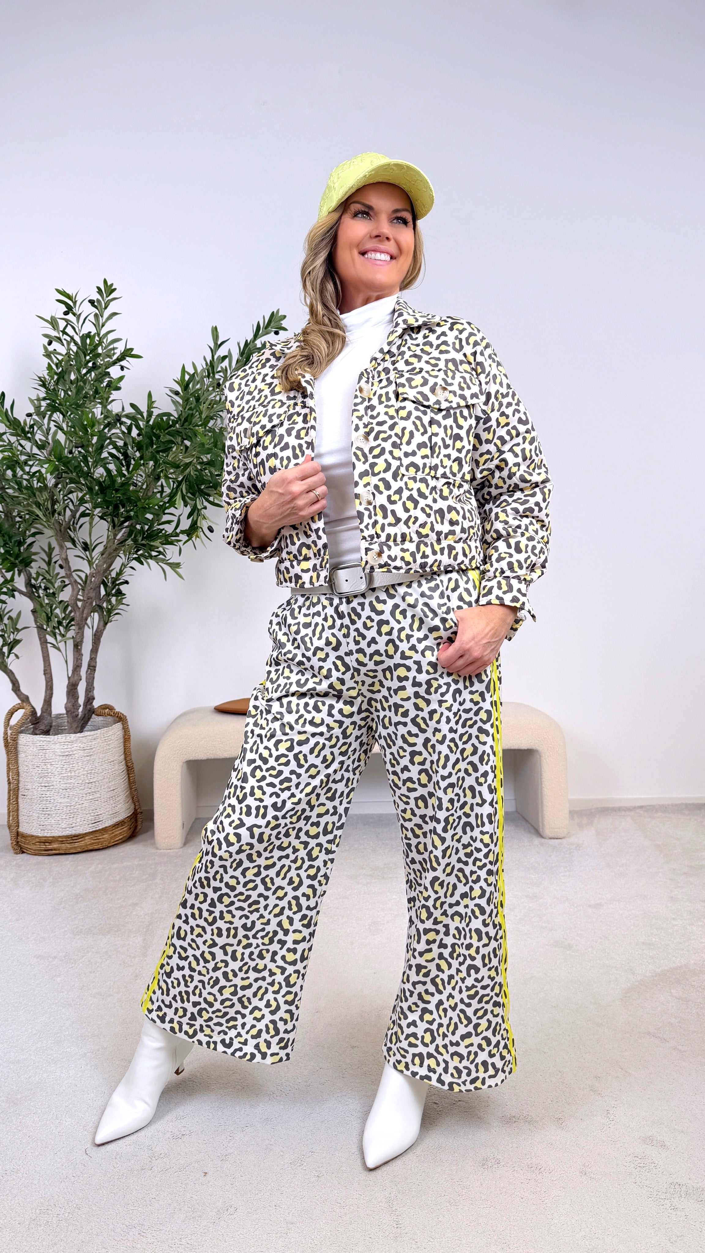 Kurze Steppjacke Quilted Leopard *Gelb*