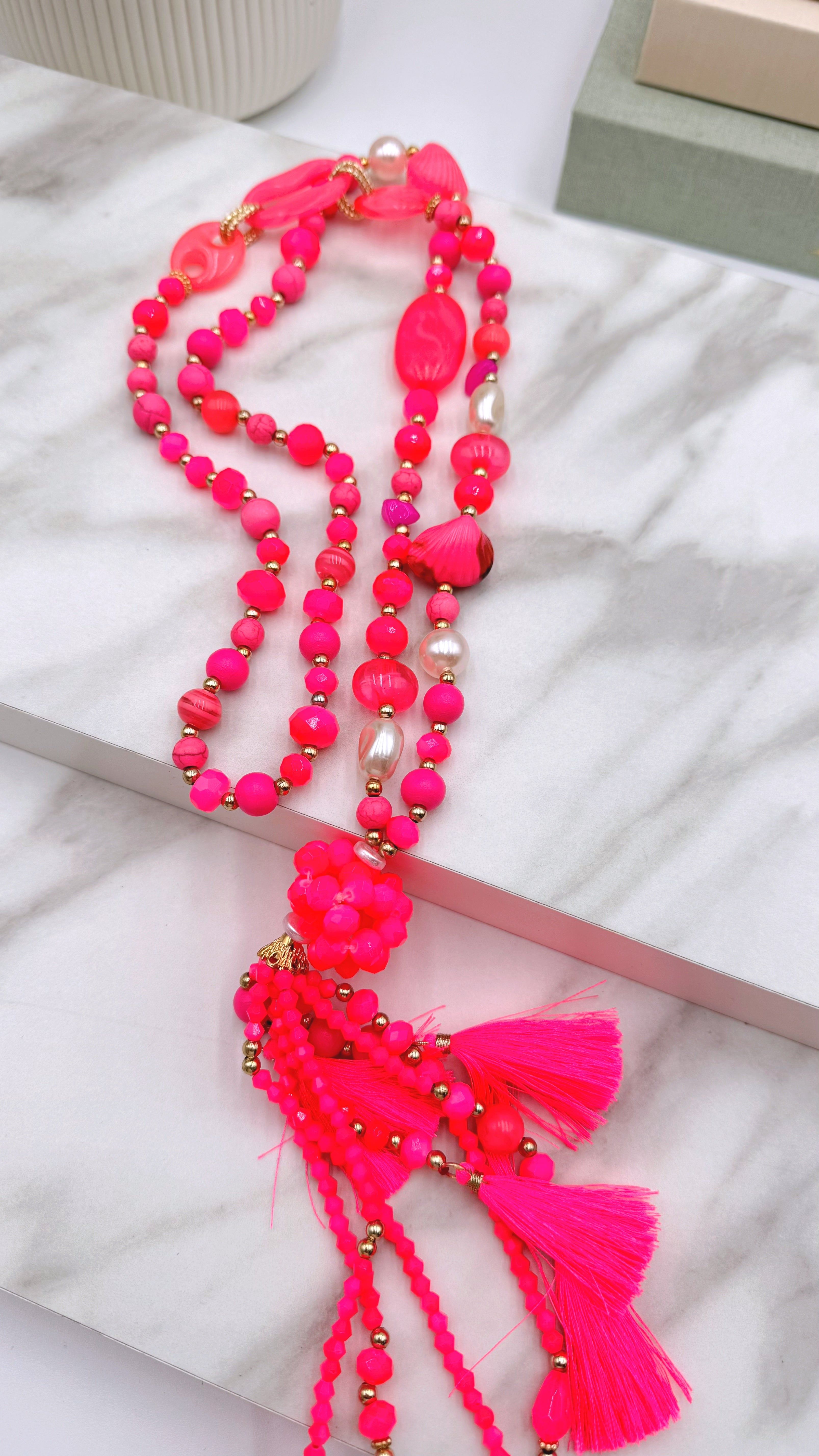 Lange Halskette Flamingo Glow