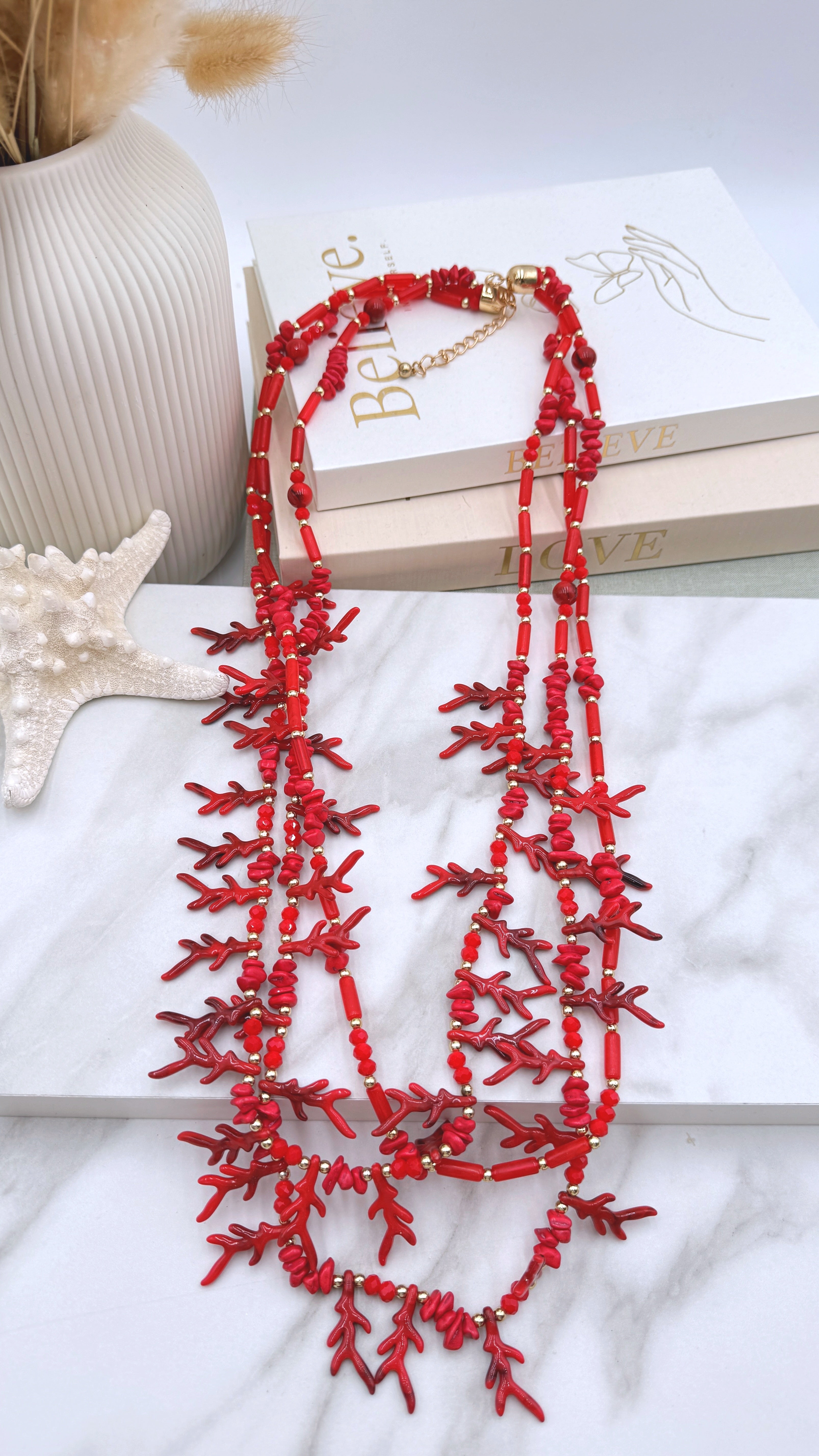 Lange Halskette Coral Fantasy *Rot*