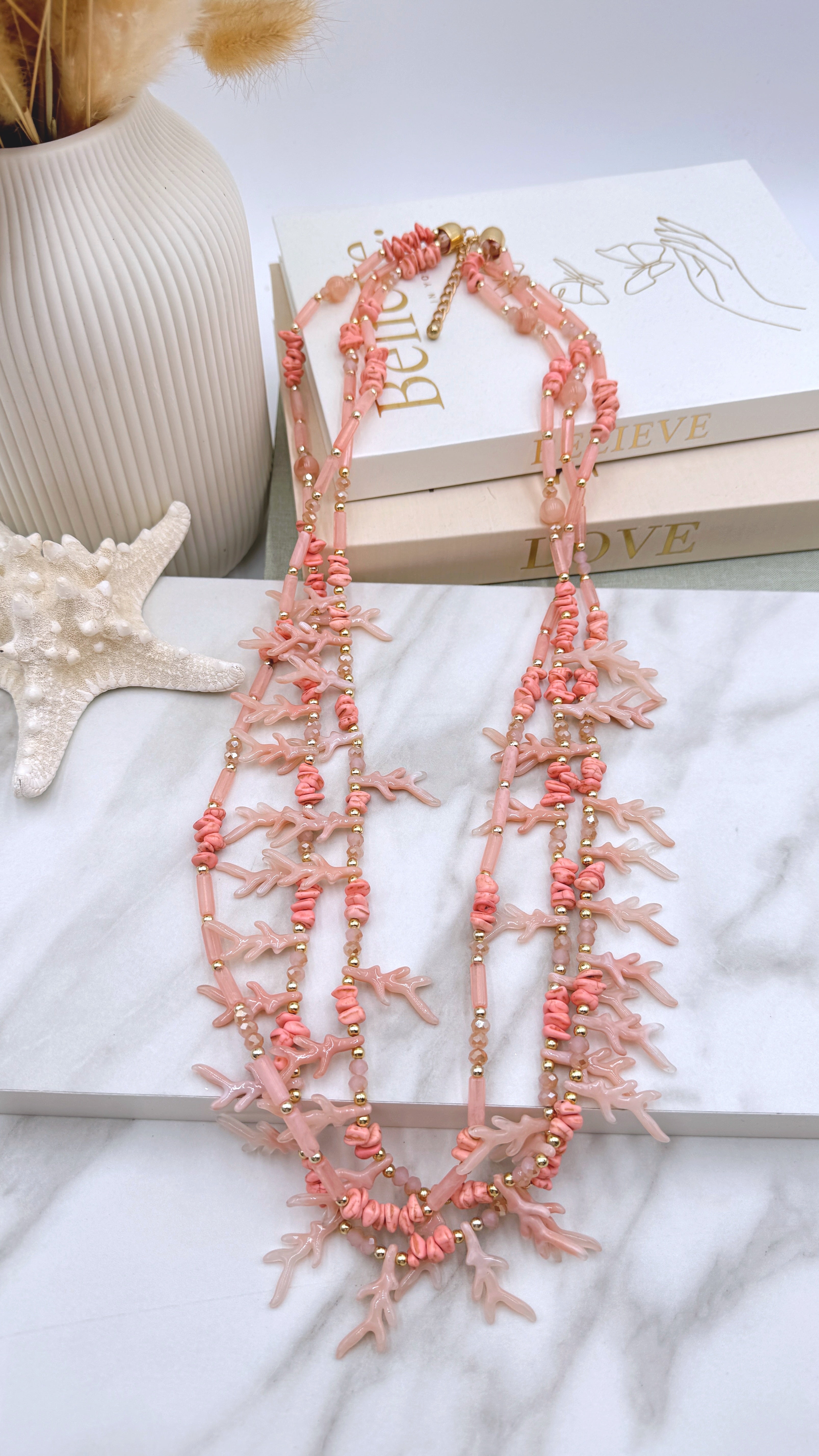 Lange Halskette Coral Fantasy *Apricot*