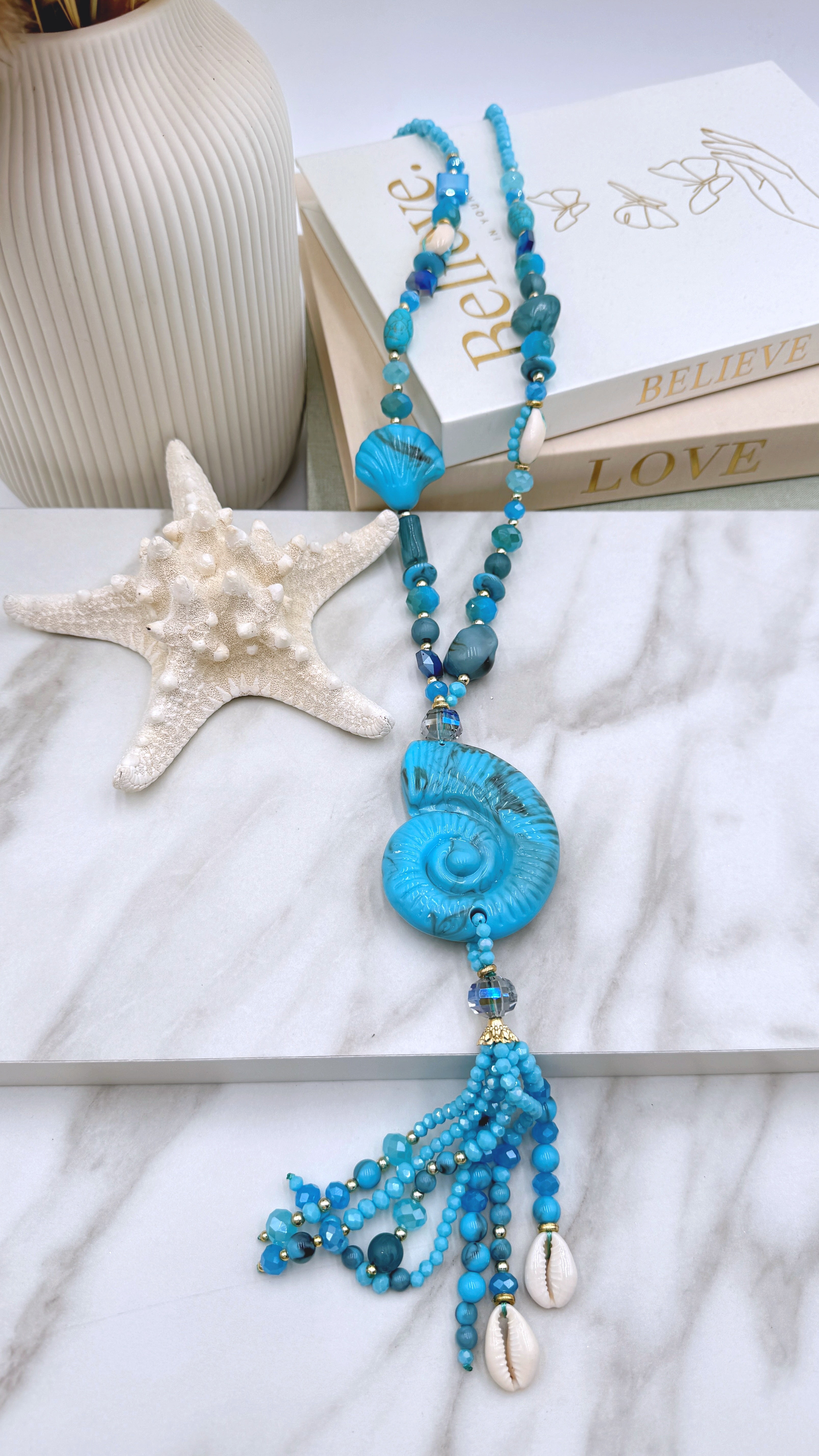 Lange Halskette Ocean Statement *Blau*