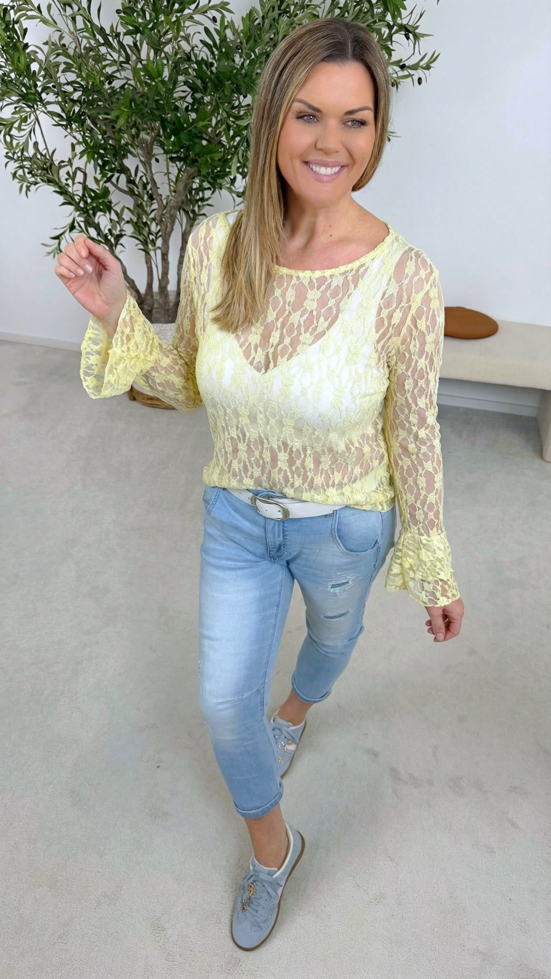 Spitzenshirt Lady Creamy *Gelb* (Lieferbar ab 06.02.26)