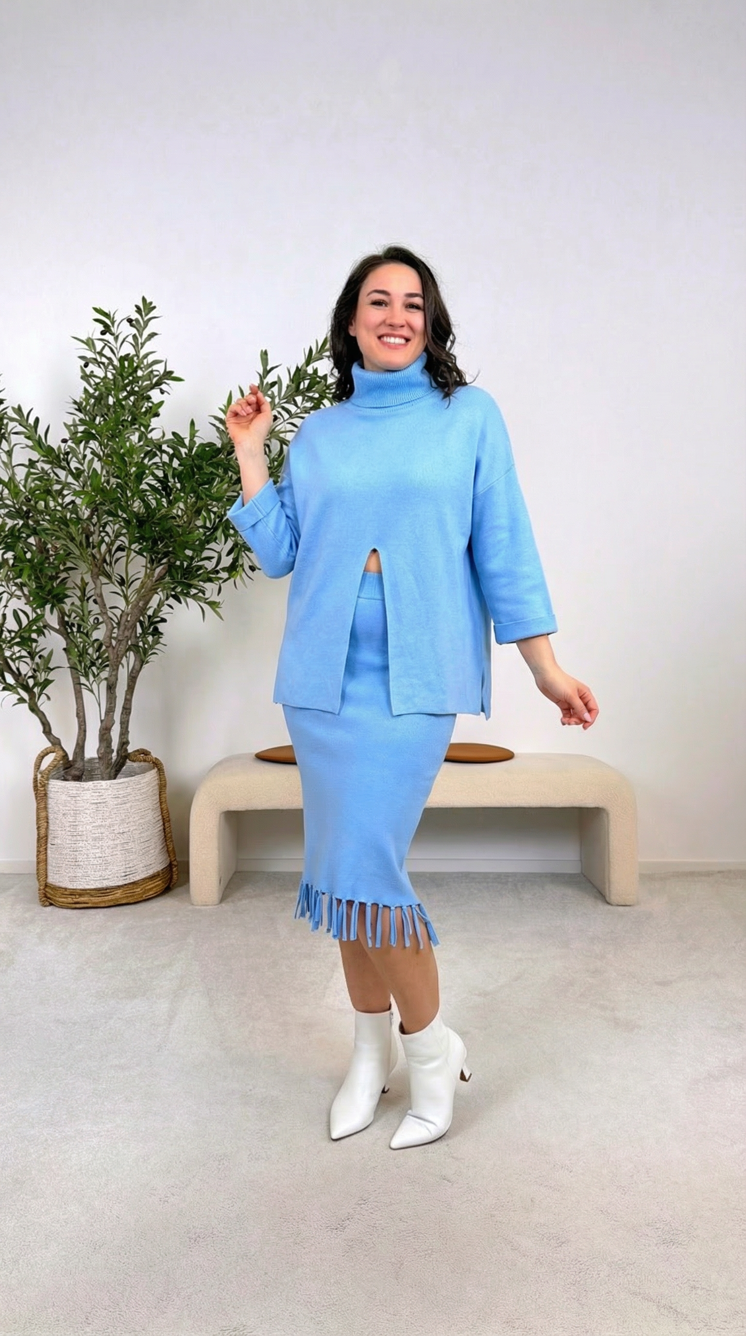 Rollkragenpullover Powder Dream *Blau*