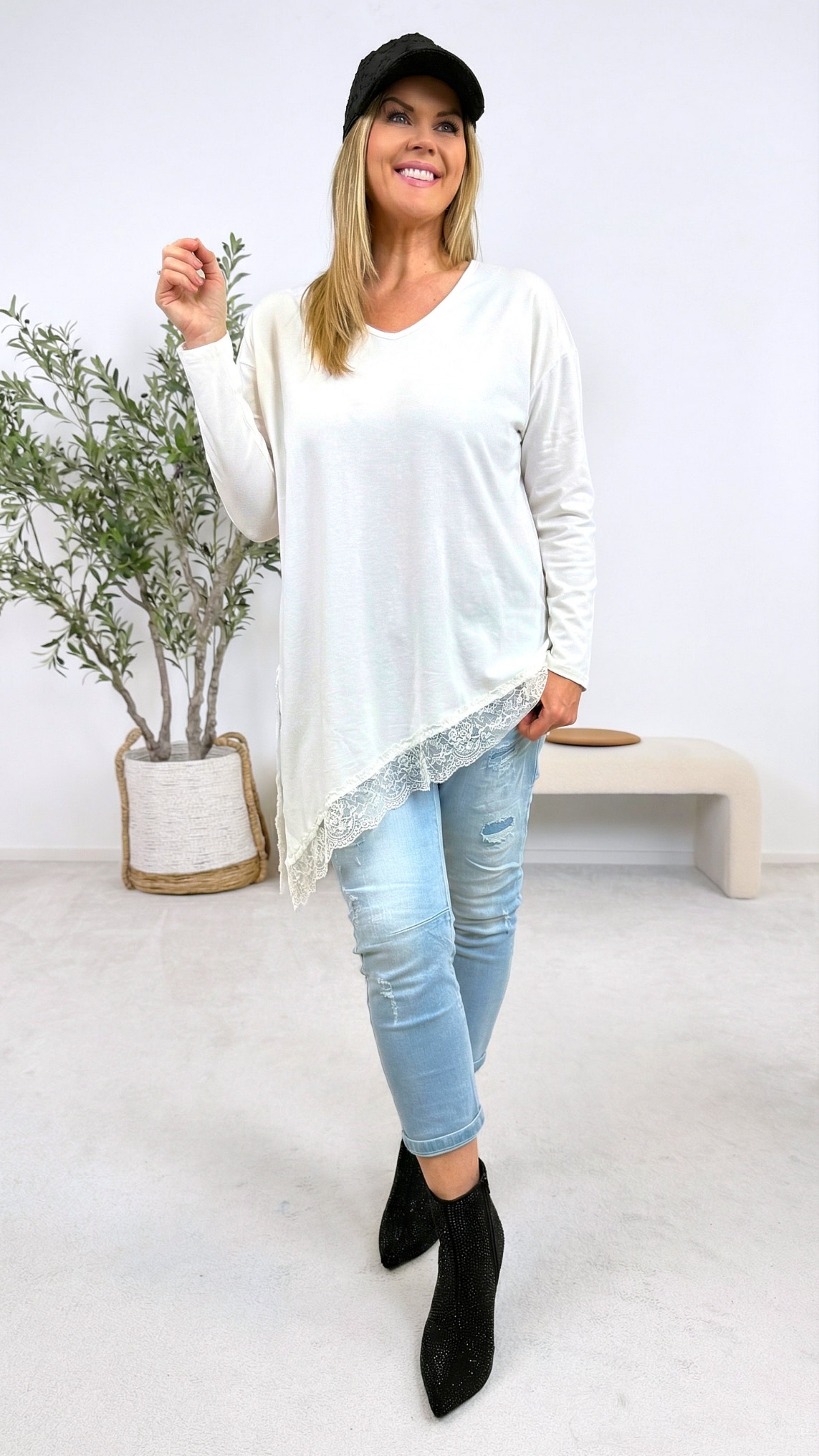 Langarmshirt Easy Fit *Weiß*