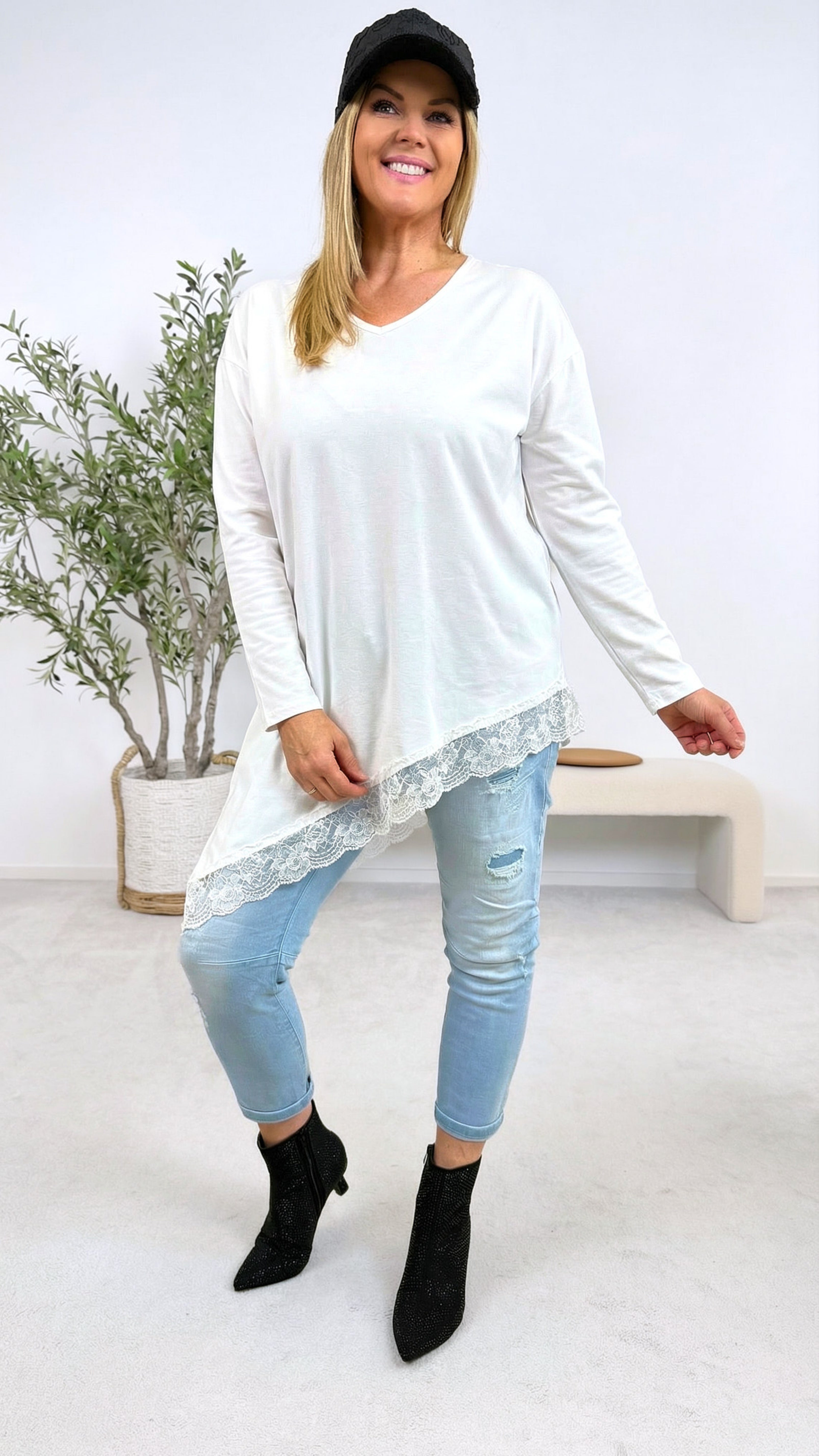 Langarmshirt Easy Fit *Weiß*