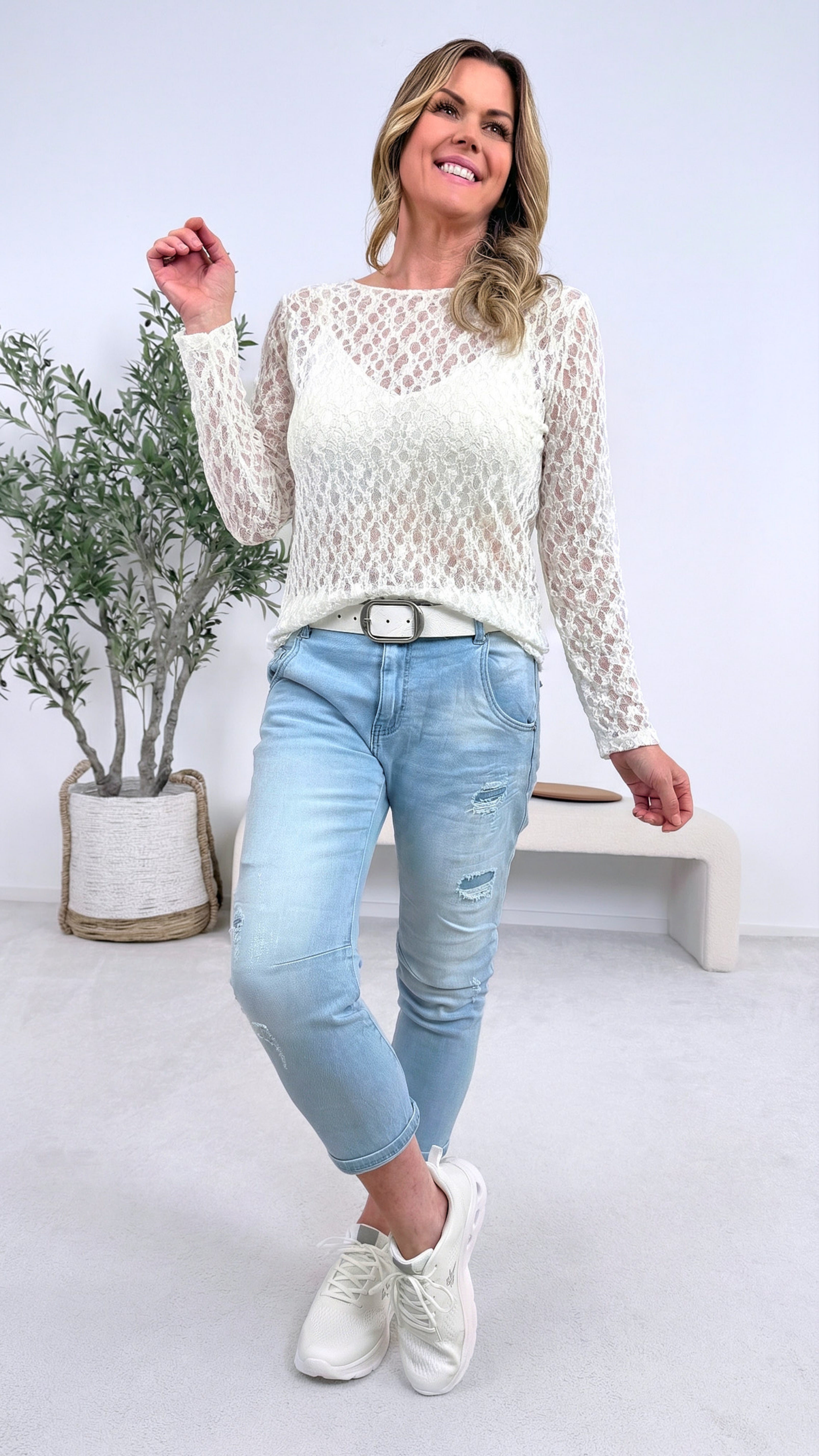 Spitzenshirt Fine Touch *Weiß*