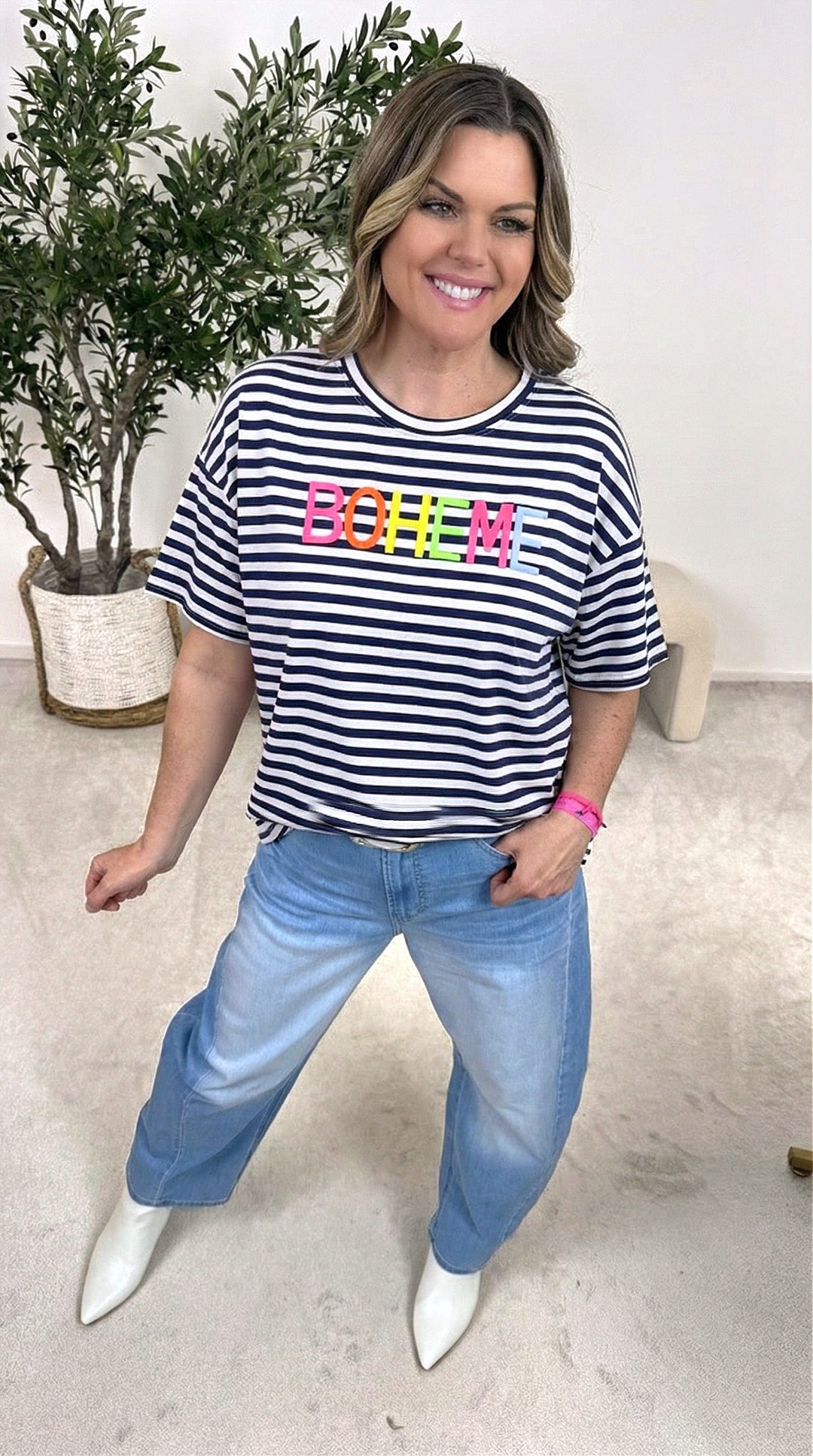 T-Shirt Electric Stripe *Dunkelblau*