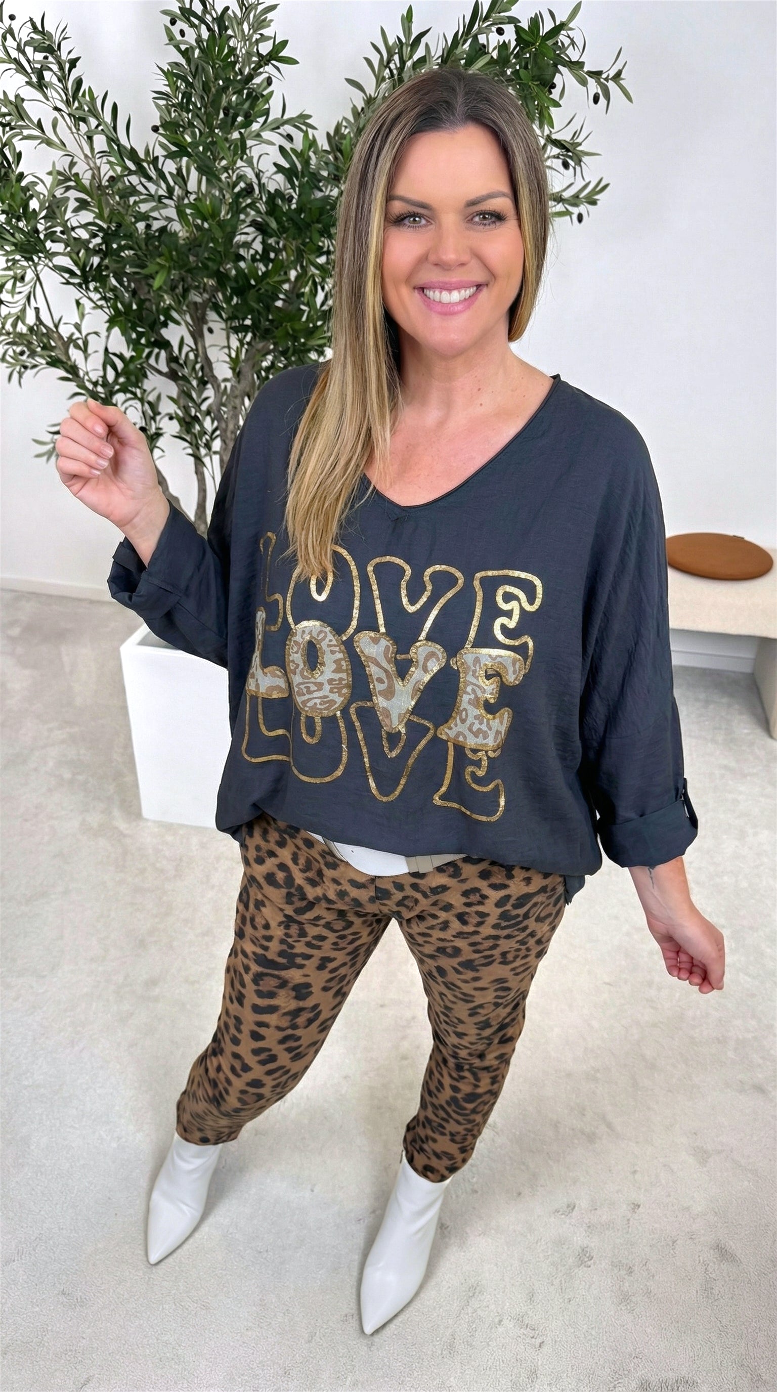 Blusenshirt Love Rules *Schwarz*