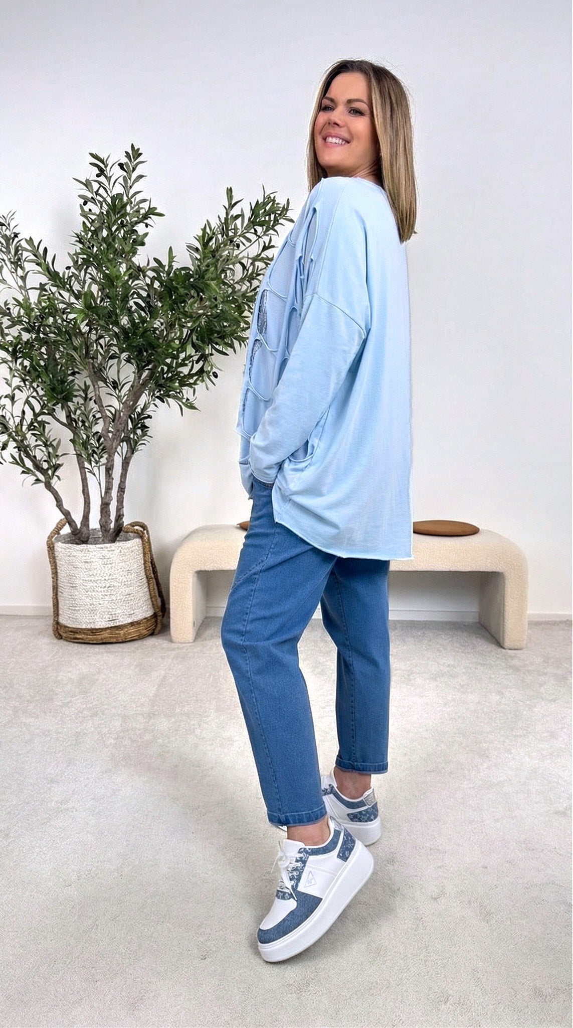Langarmshirt Power Cut-Out *Blau* SKULL