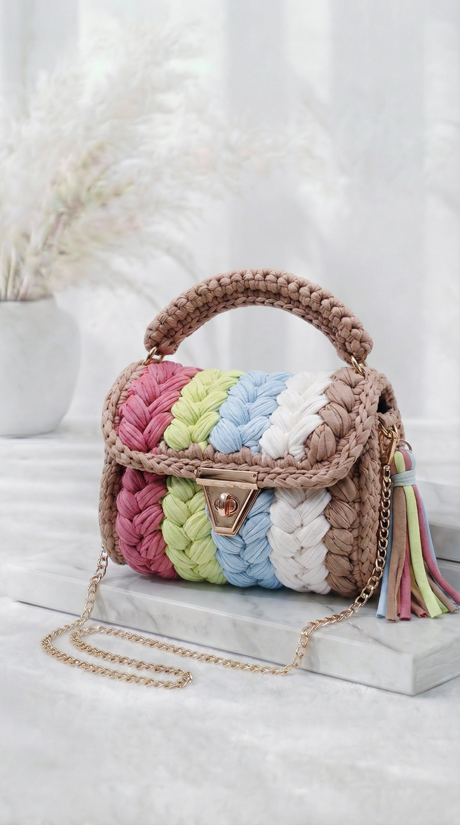 Kleine Handtasche La Diva *Camel/Bunt*