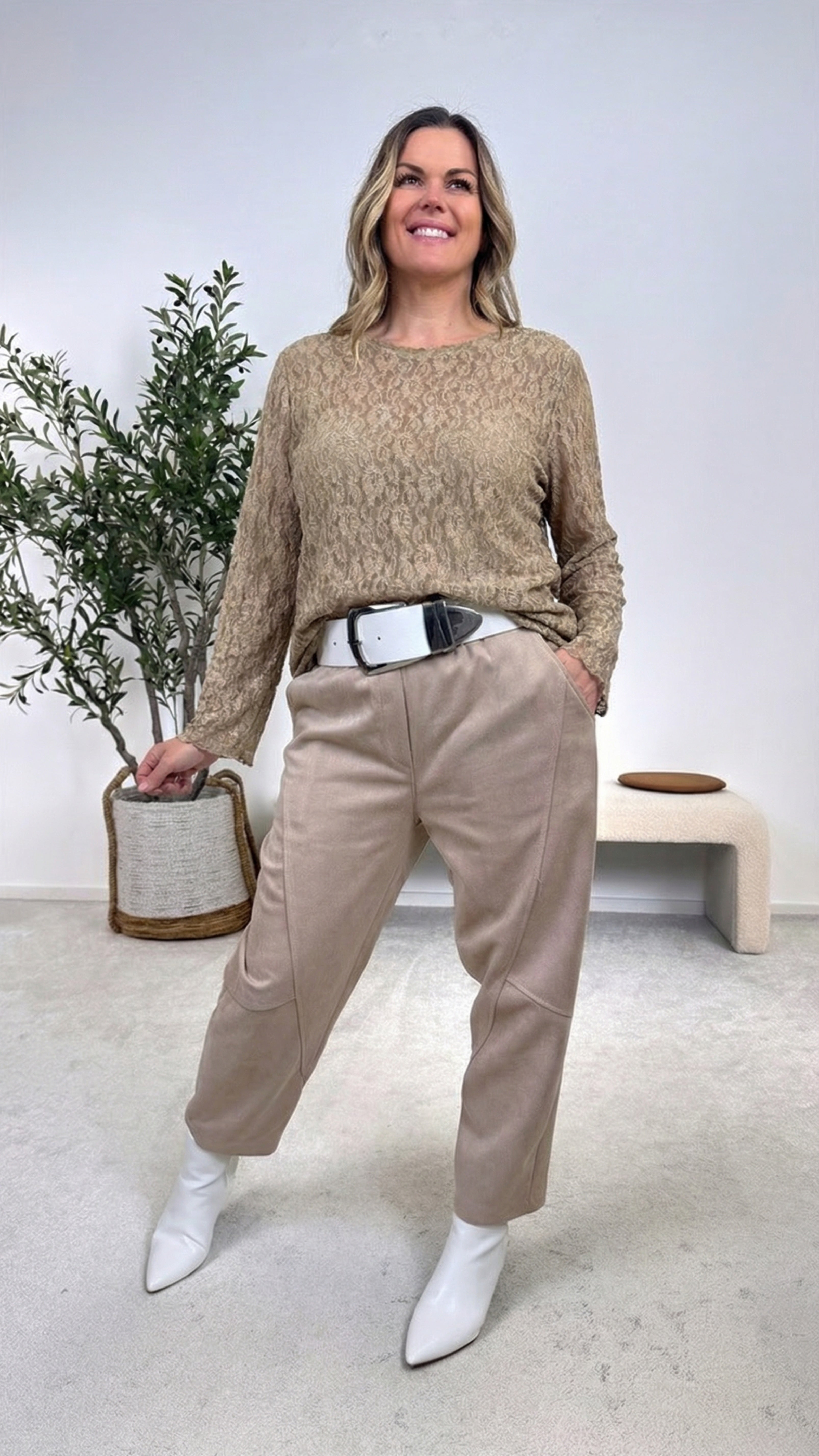 Spitzenshirt Glamour Muse *Camel*