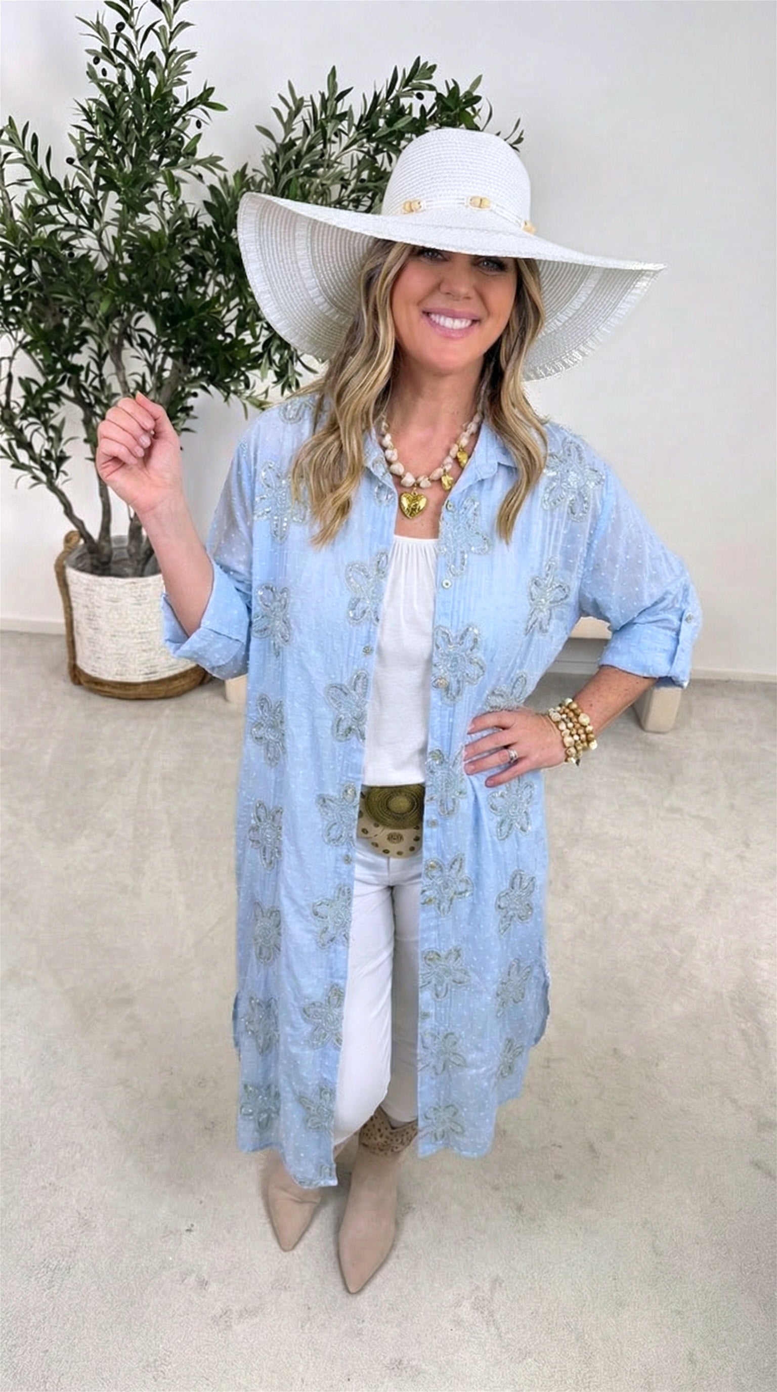 Blusenkleid Magic Blossom *Blau* (lieferbar ab 23.3.26)