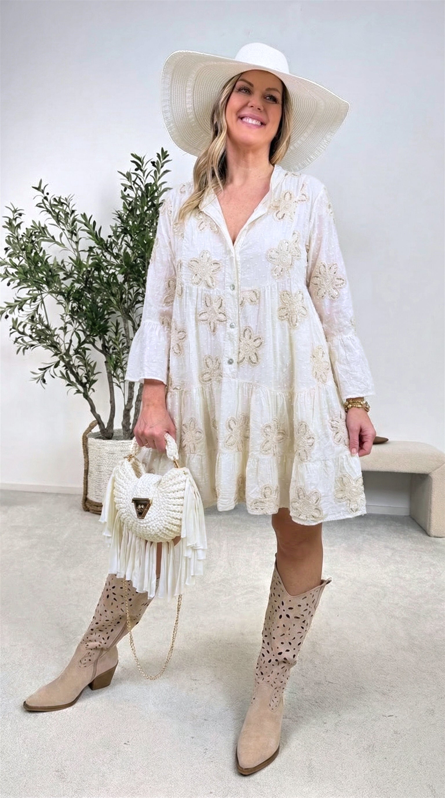 Tunika Kleid Garden Dream *Creme*