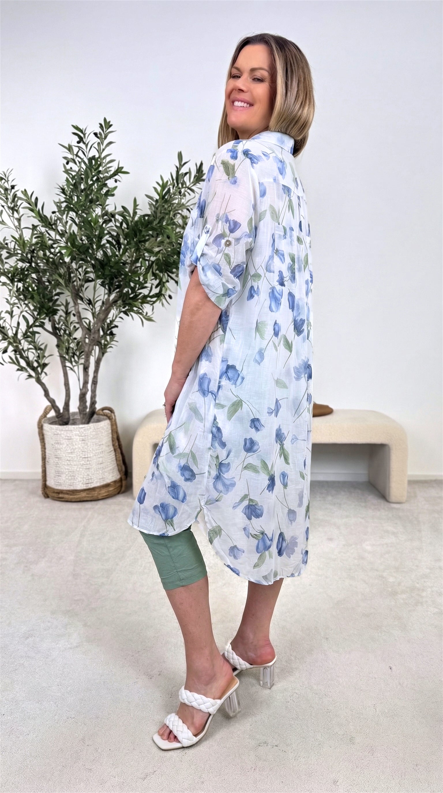 Long-Bluse Forest Harmony *Blau*