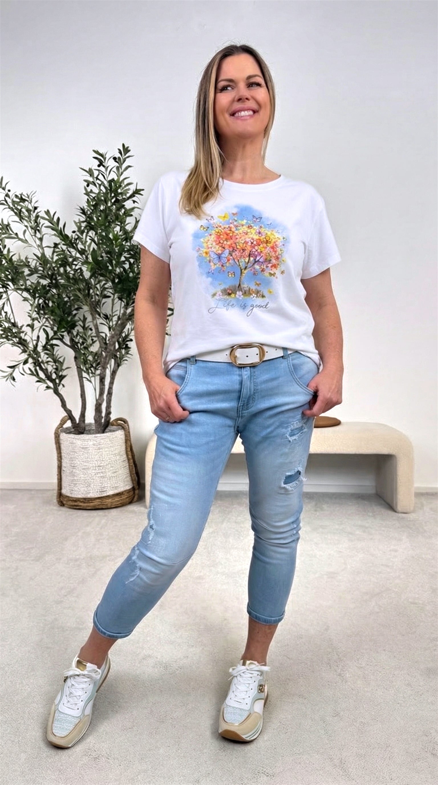 T-Shirt Blooming Butterfly *Blau*