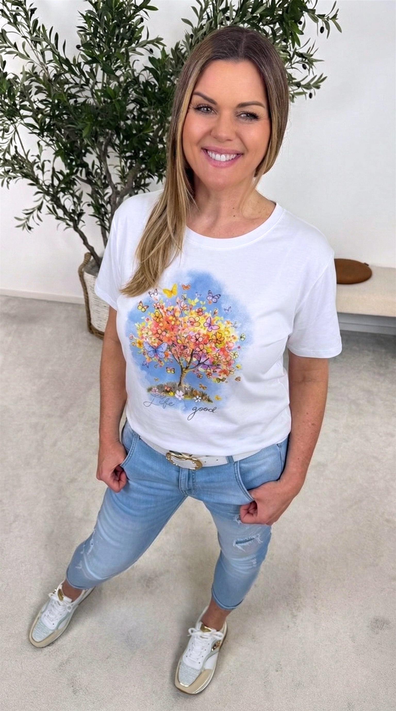 T-Shirt Blooming Butterfly *Blau*