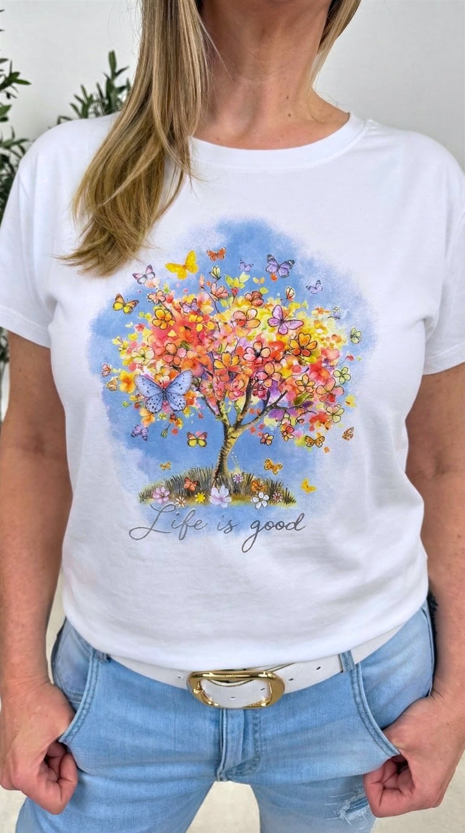 T-Shirt Blooming Butterfly *Blau*