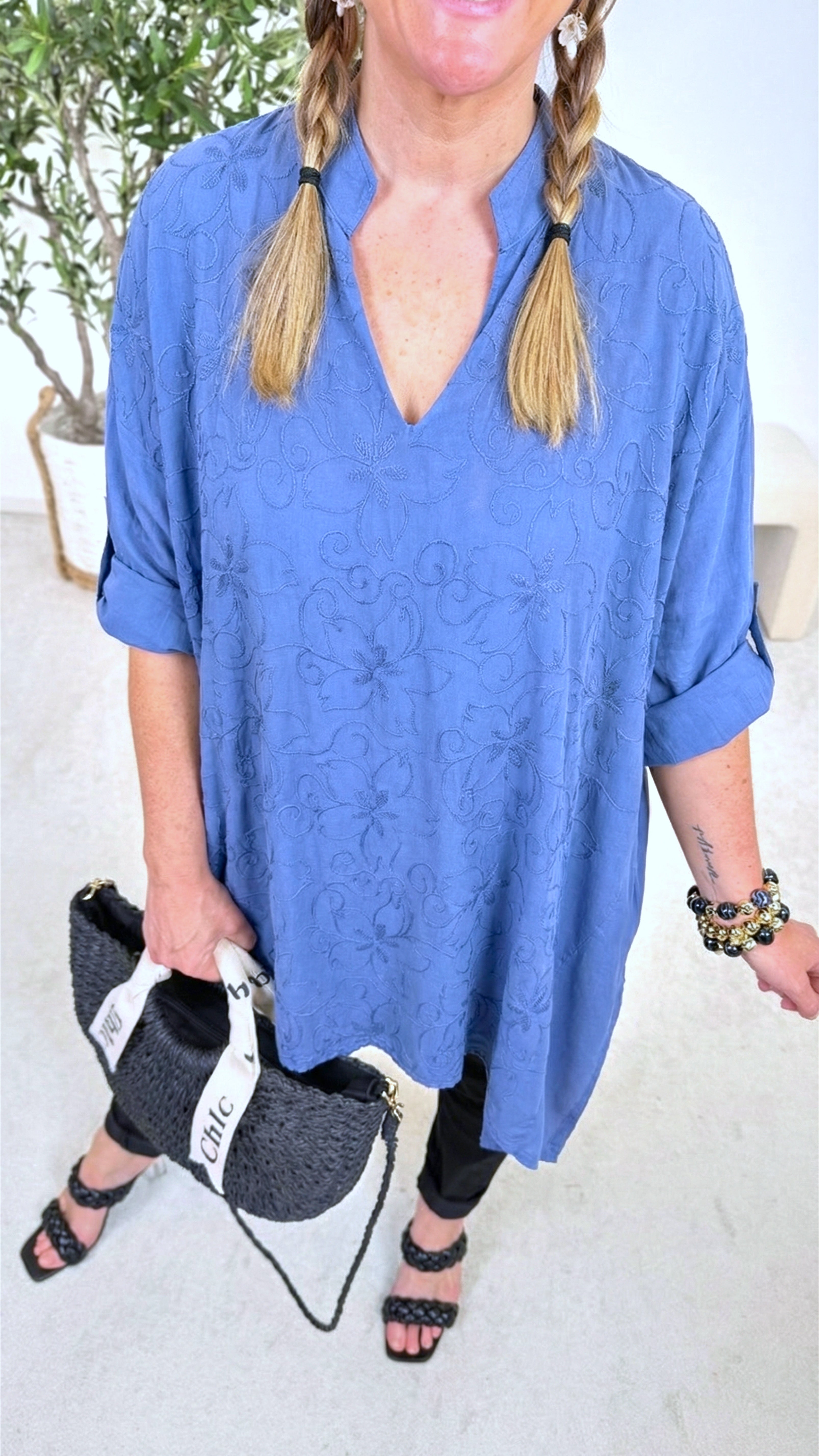 Long-Bluse Spring Breeze *Jeansblau*