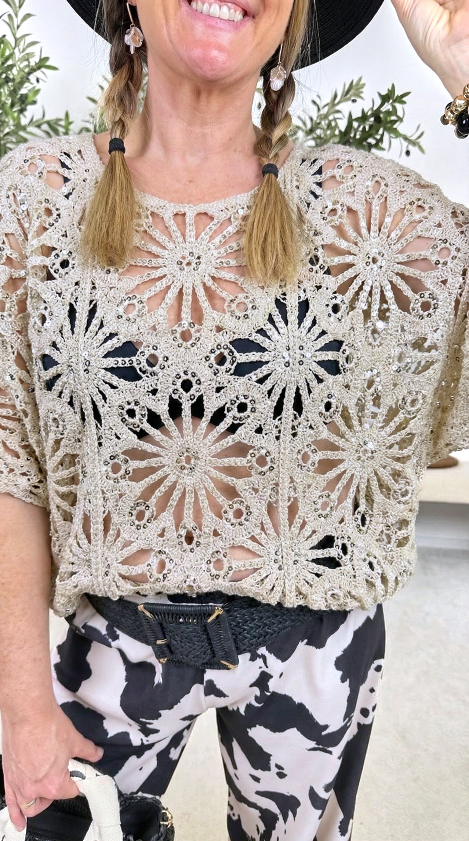 Häkel-Shirt St. Tropez Sparkle *Beige*