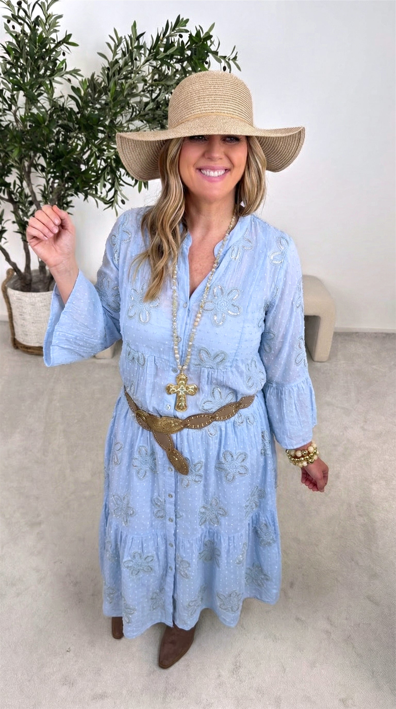 Blusenkleid Lovely Flower *Blau*