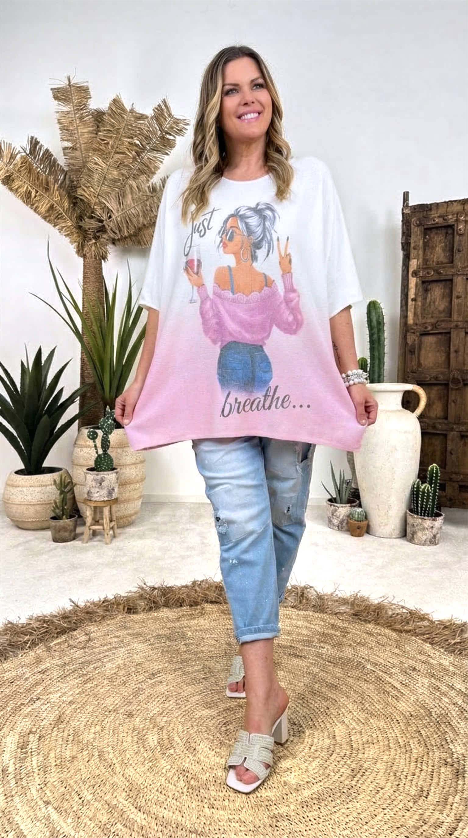 Strickshirt Just drink Wine *Rosa*