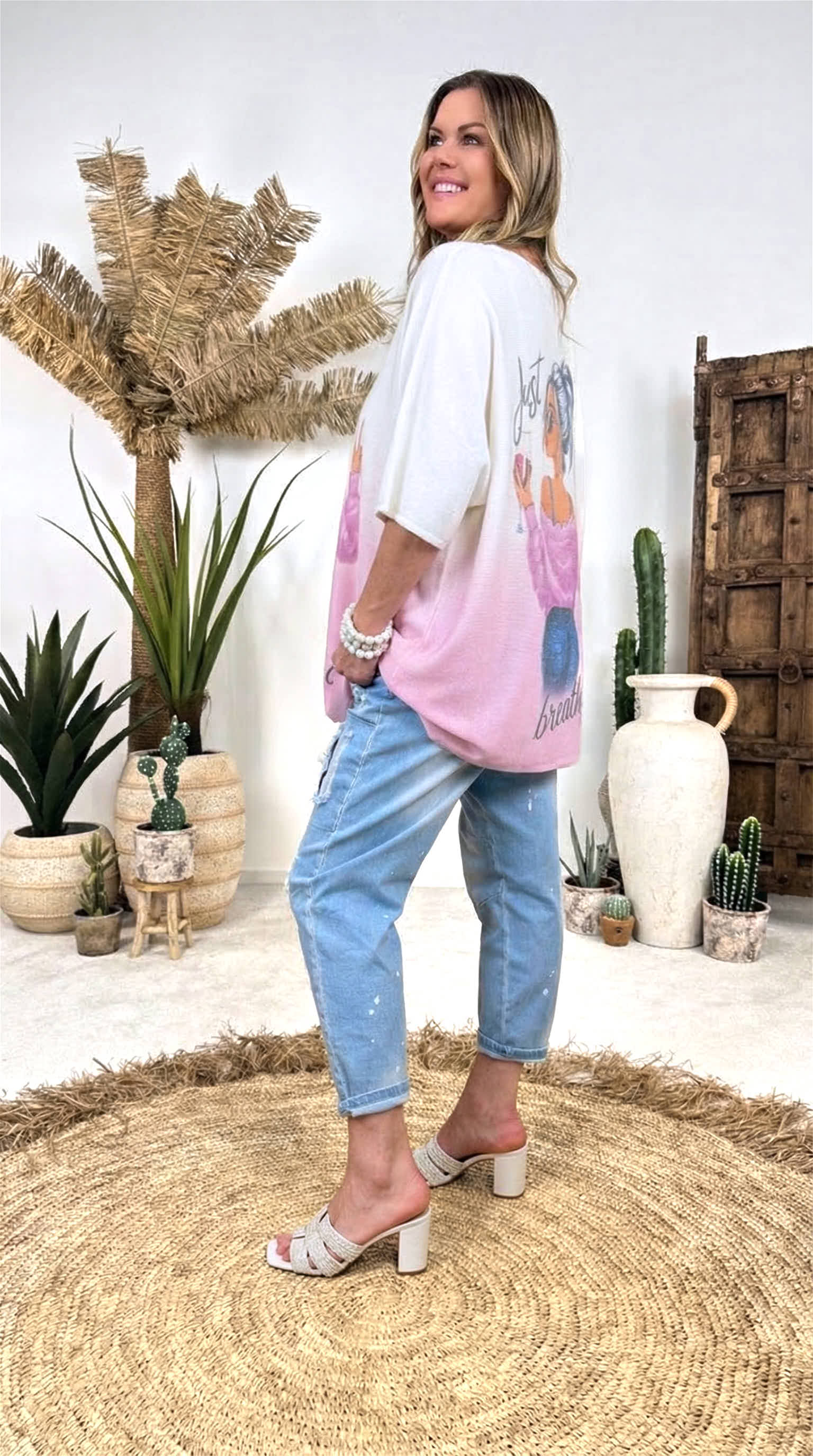 Strickshirt Just drink Wine *Rosa*