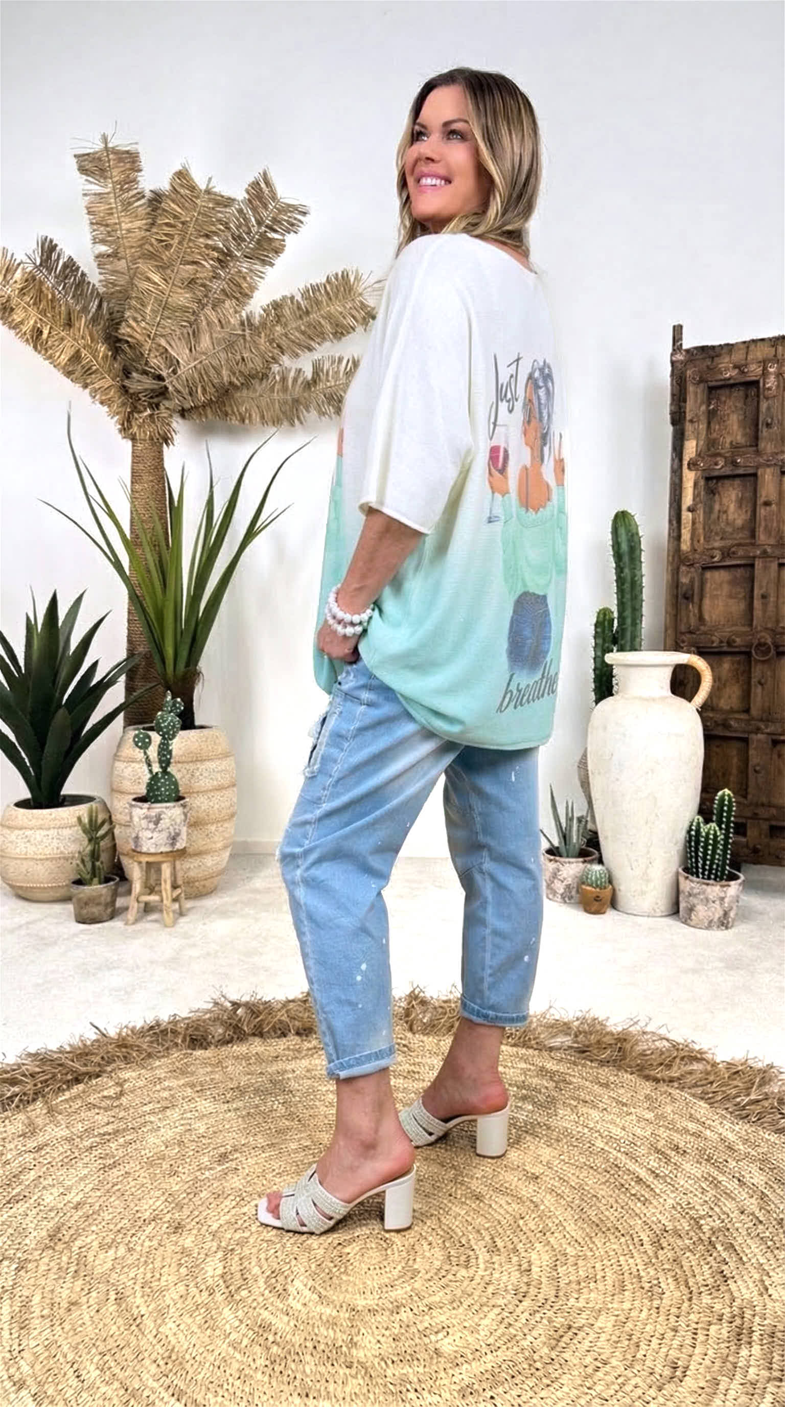 Strickshirt Just drink Wine *Mint*