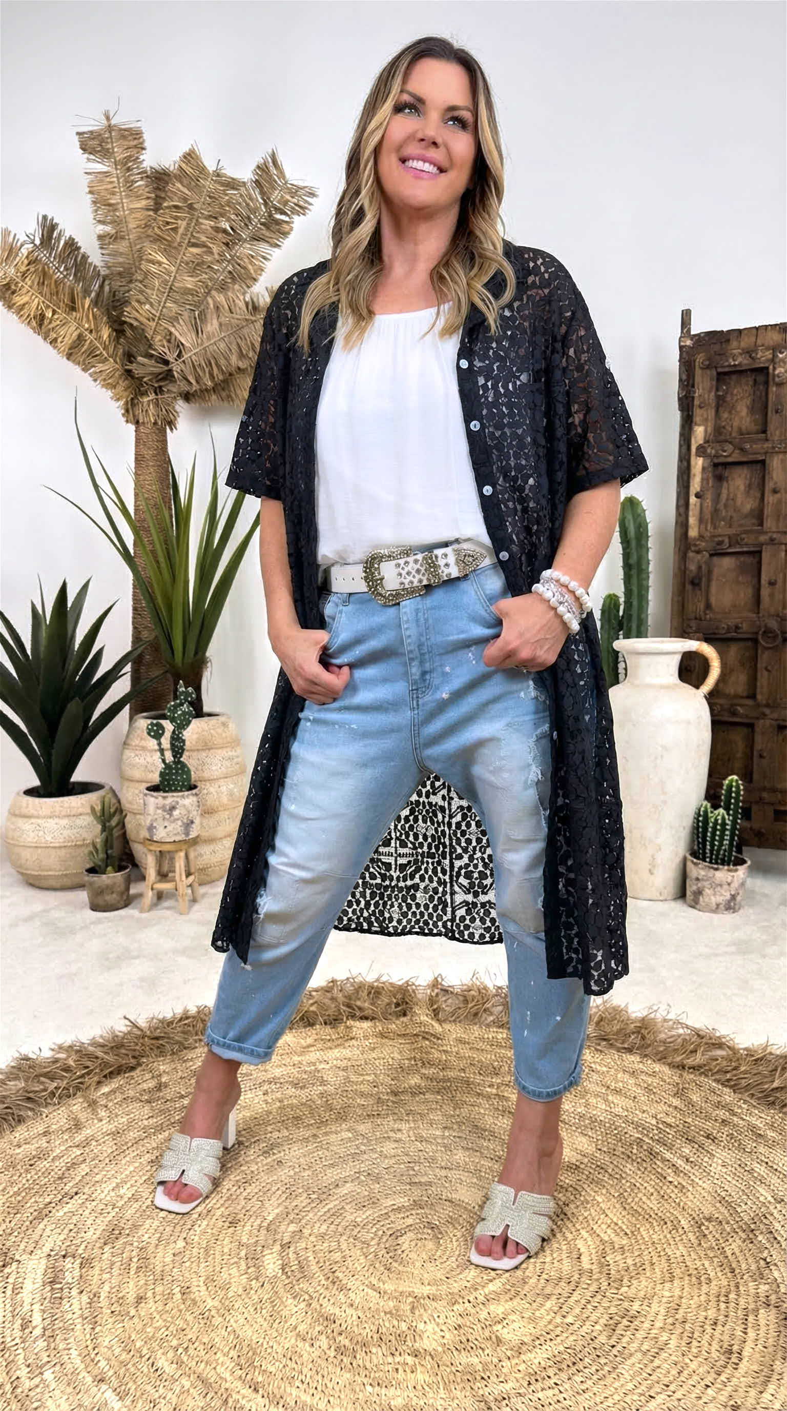 Spitzenbluse Paris Lace (kurz) *Schwarz*