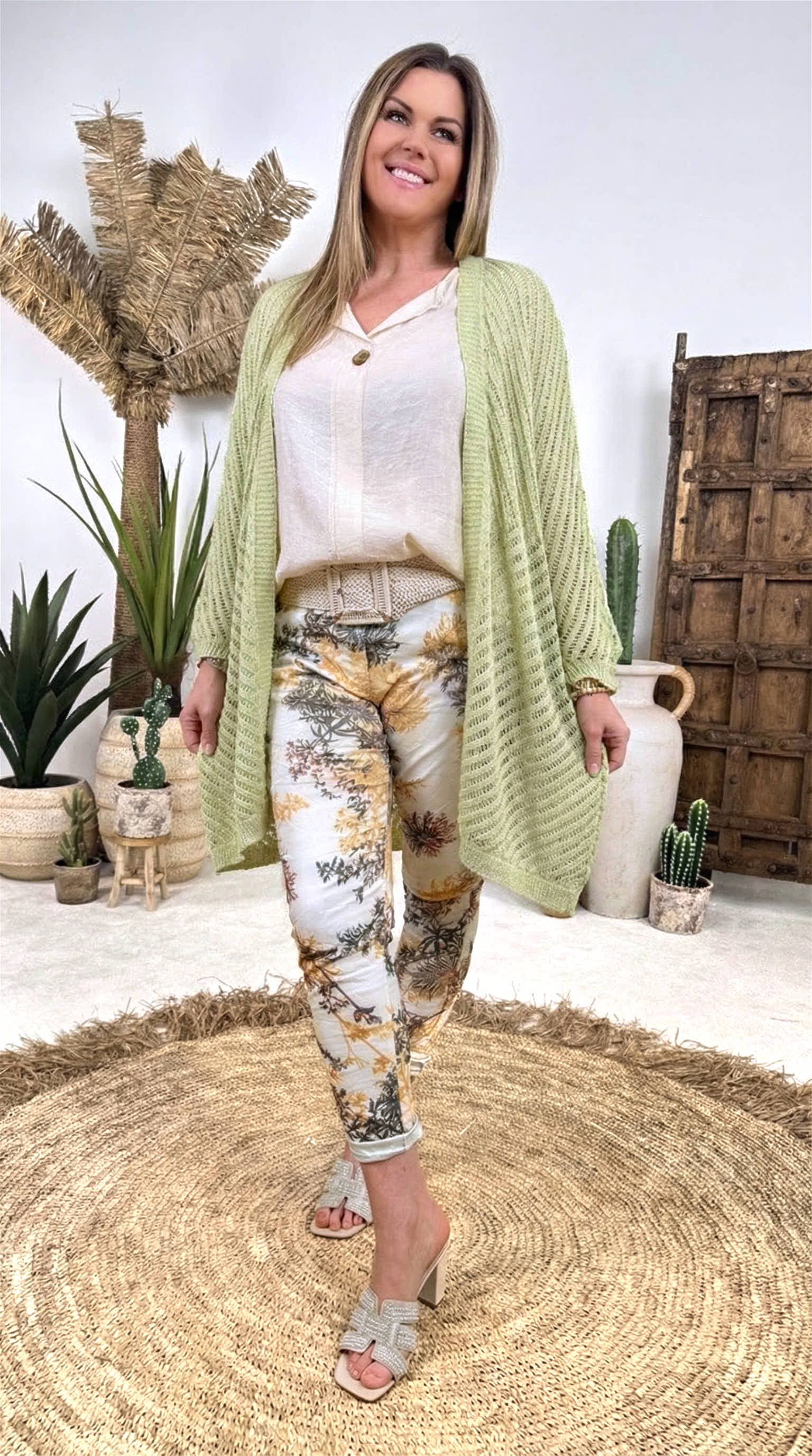 Netz Strickjacke Golden Hour *Grün*