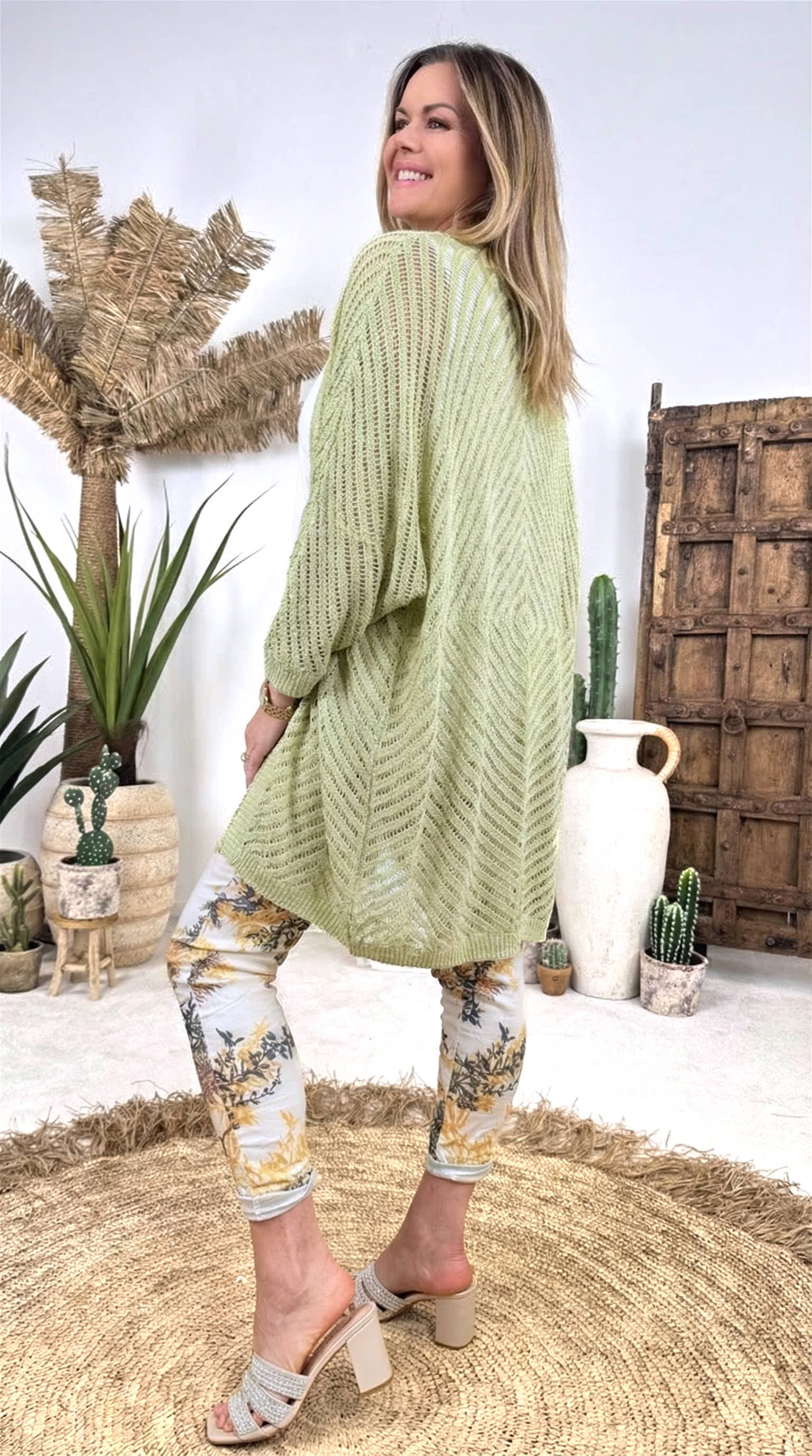 Netz Strickjacke Golden Hour *Grün*