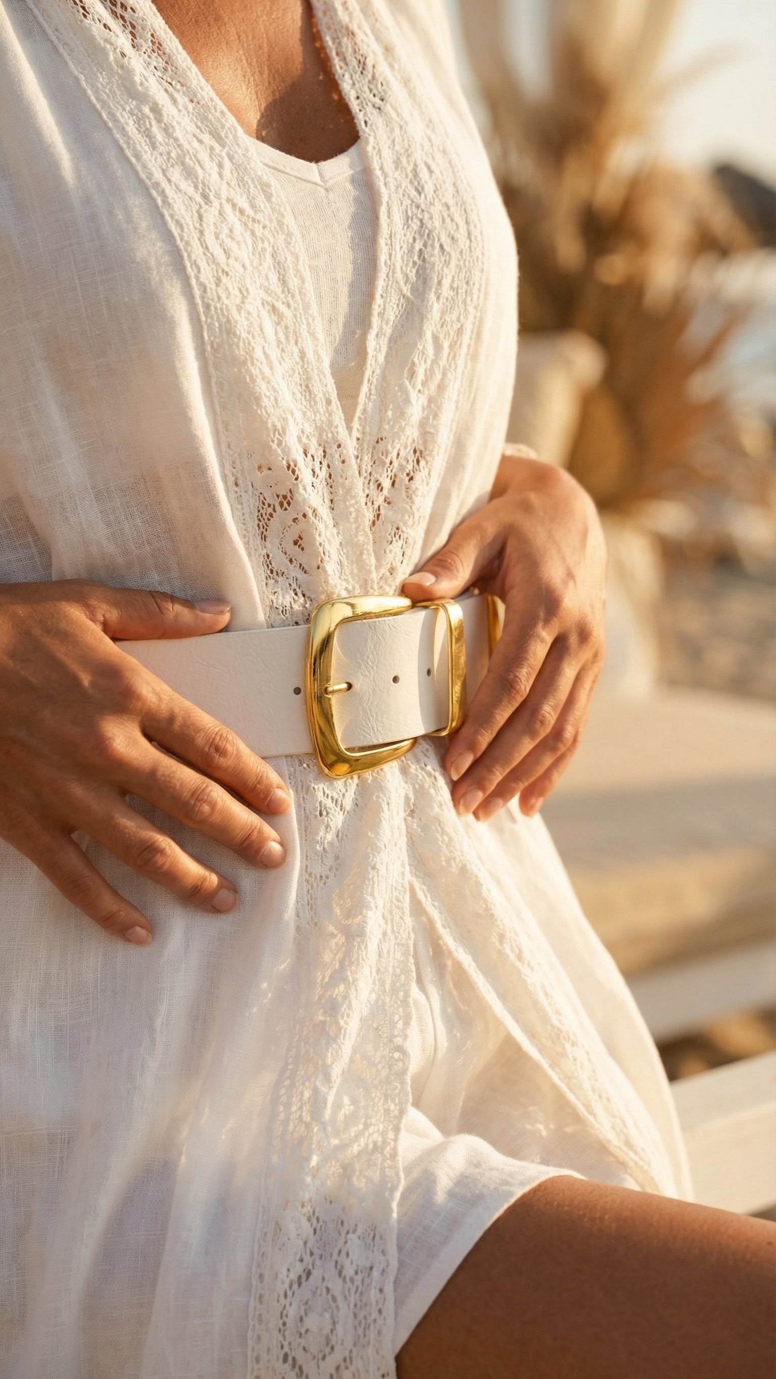 Gürtel Luxe Band *Weiß/Gold*