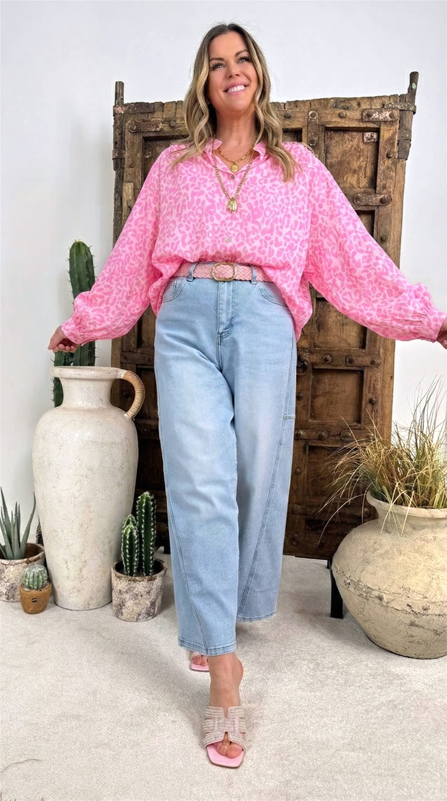 Bluse Candy Safari *Weiß/Pink*