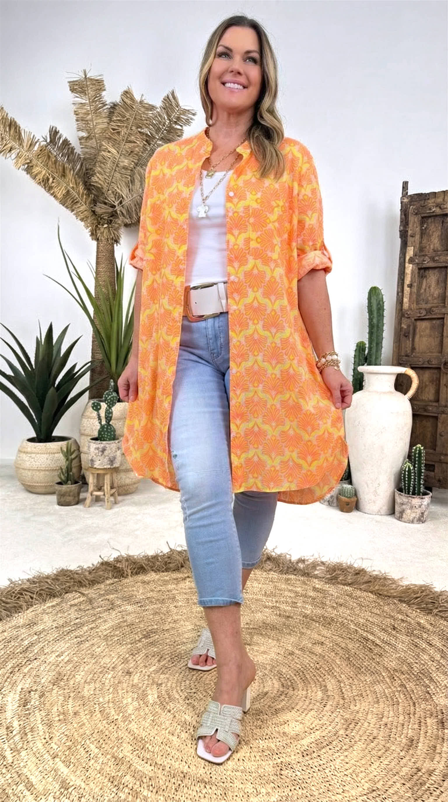 Long-Bluse Coral Palace *Orange/Gelb*