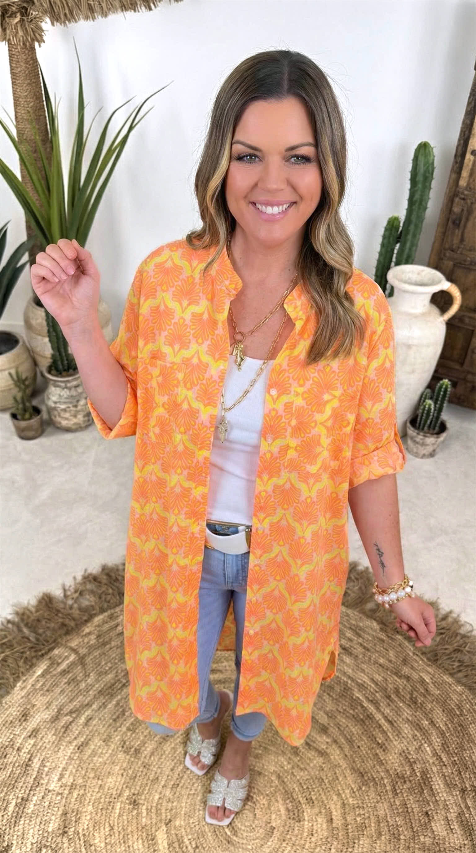 Long-Bluse Coral Palace *Orange/Gelb*