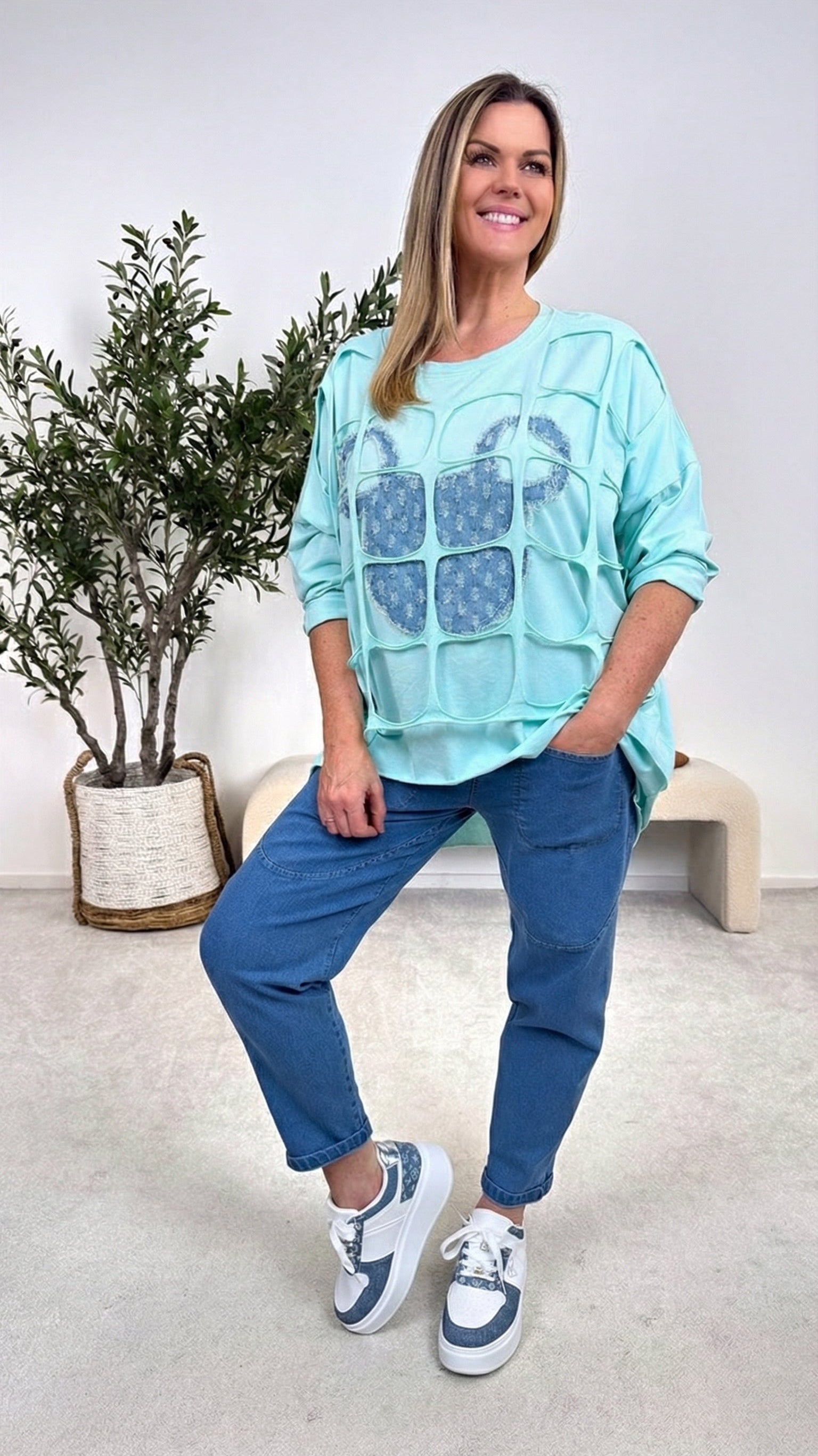 Langarmshirt Power Cut-Out *Mint* MAUS