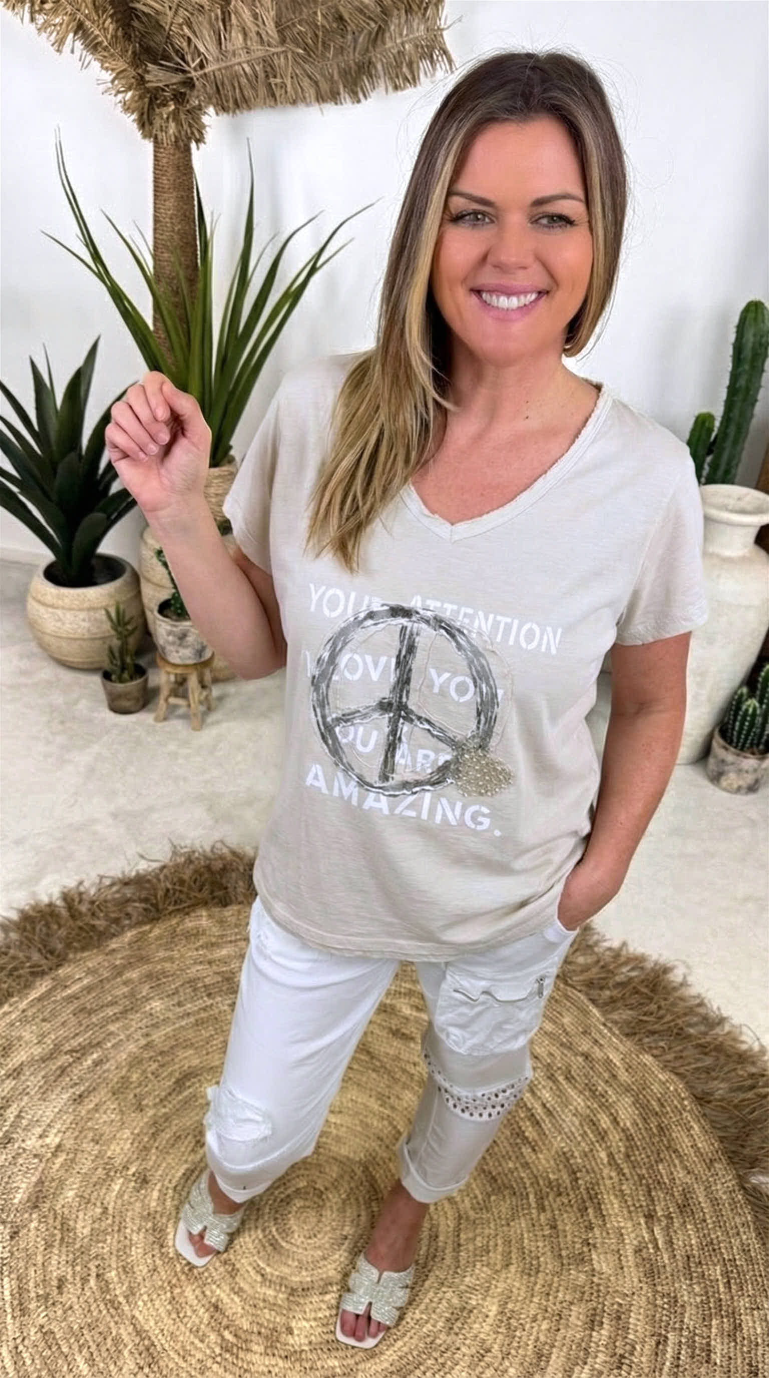 T-Shirt Peace & Power *Beige*