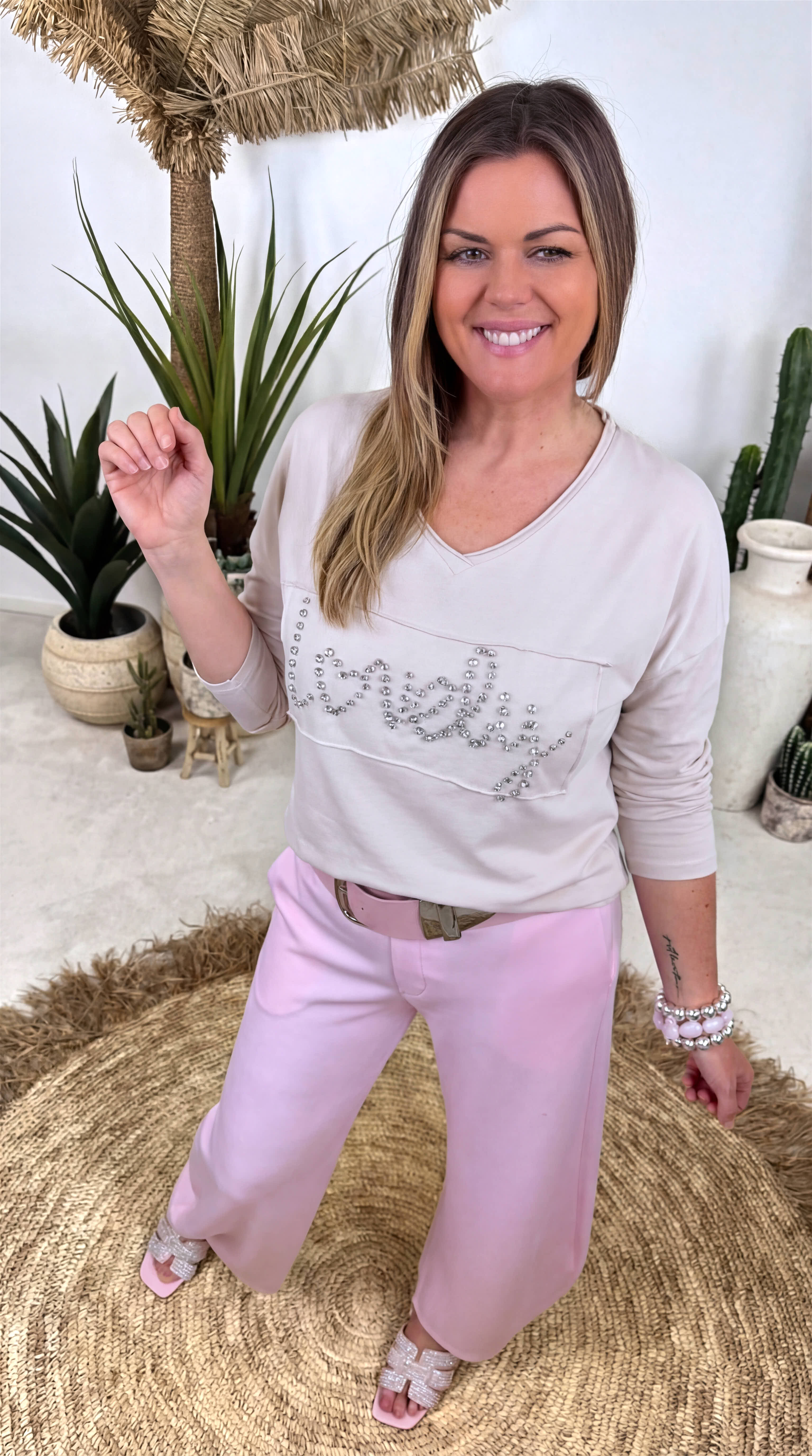 Langarmshirt Heart Message *Beige*