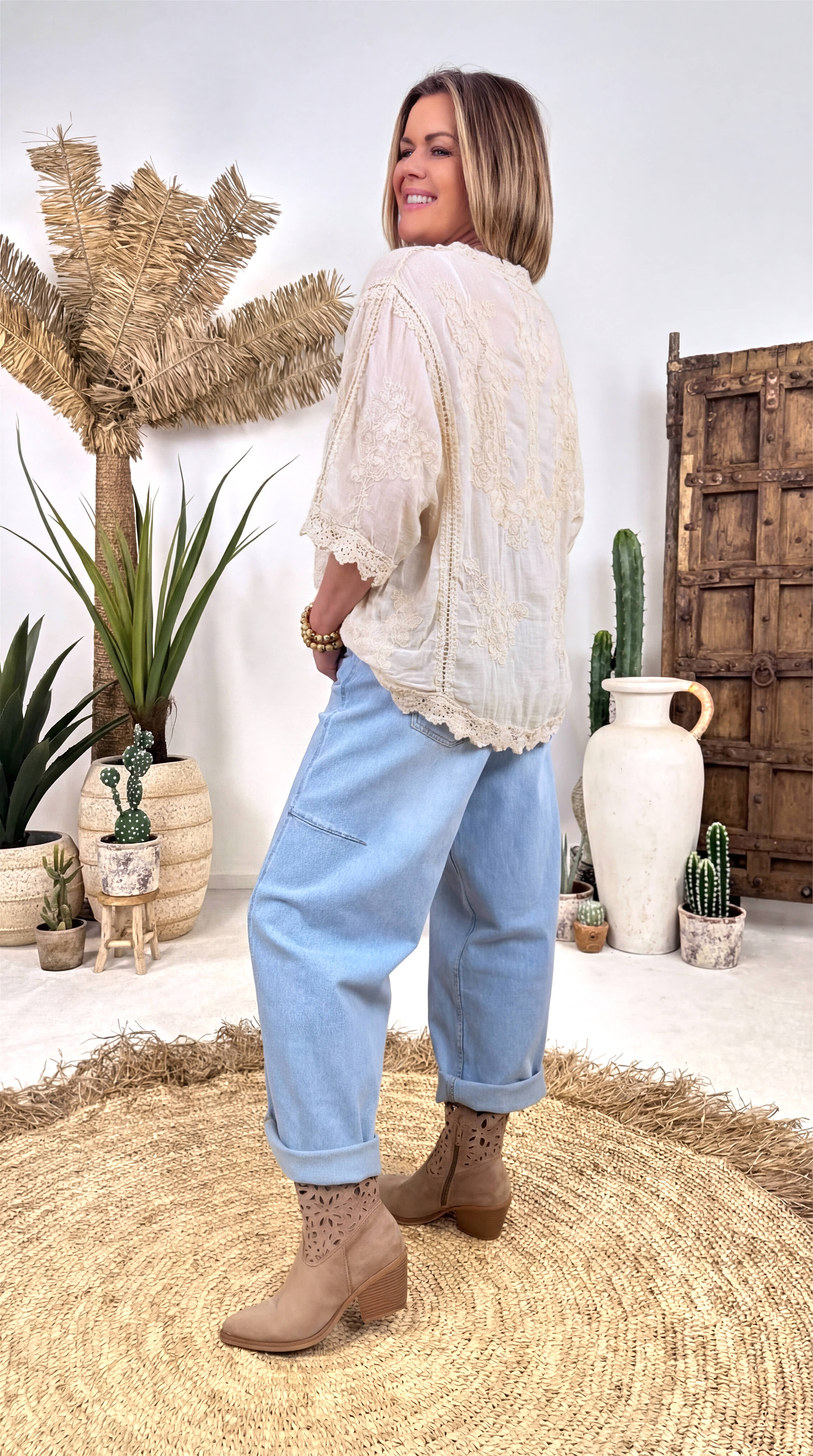 Tunika-Bluse Lace Breeze *Beige*