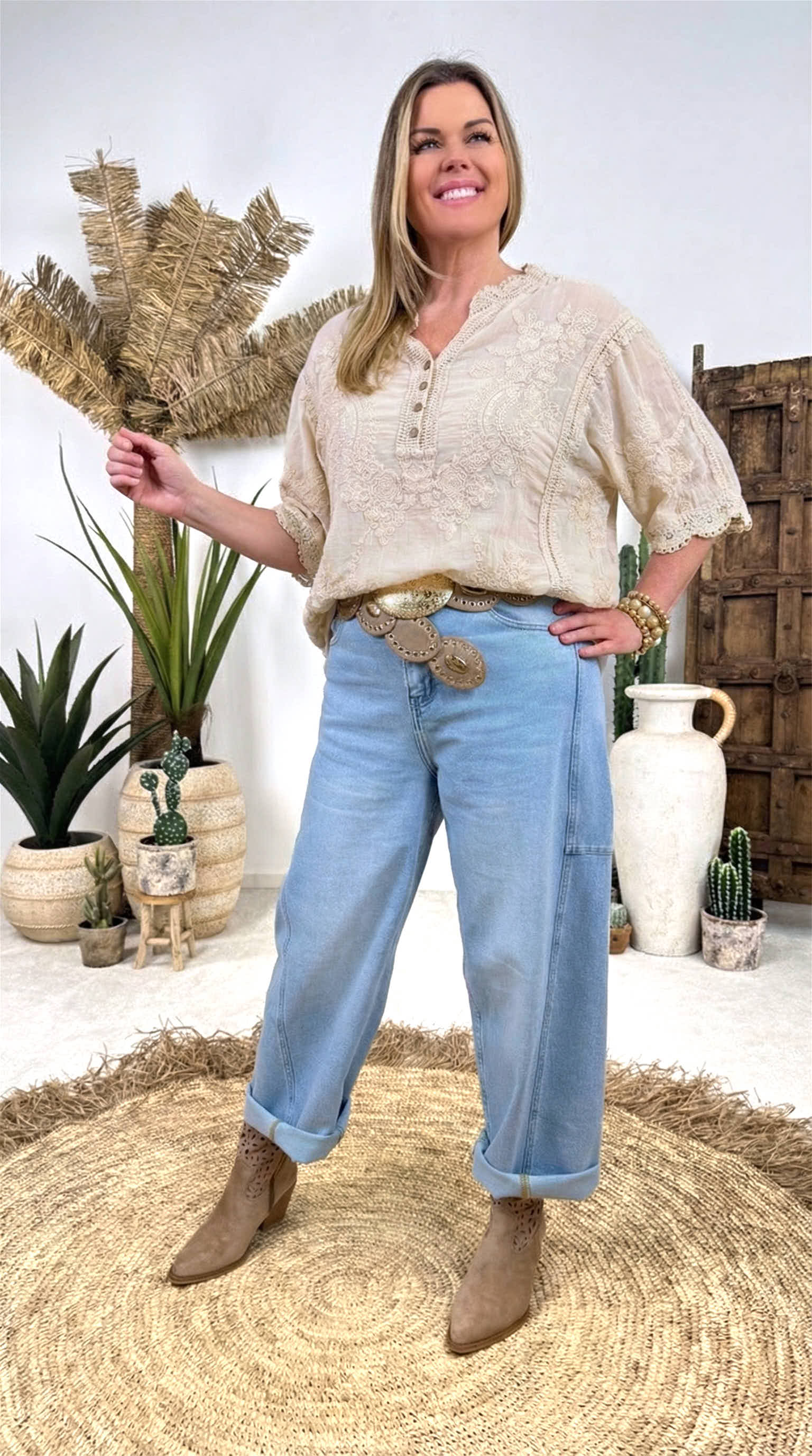 Tunika-Bluse Lace Breeze *Beige*