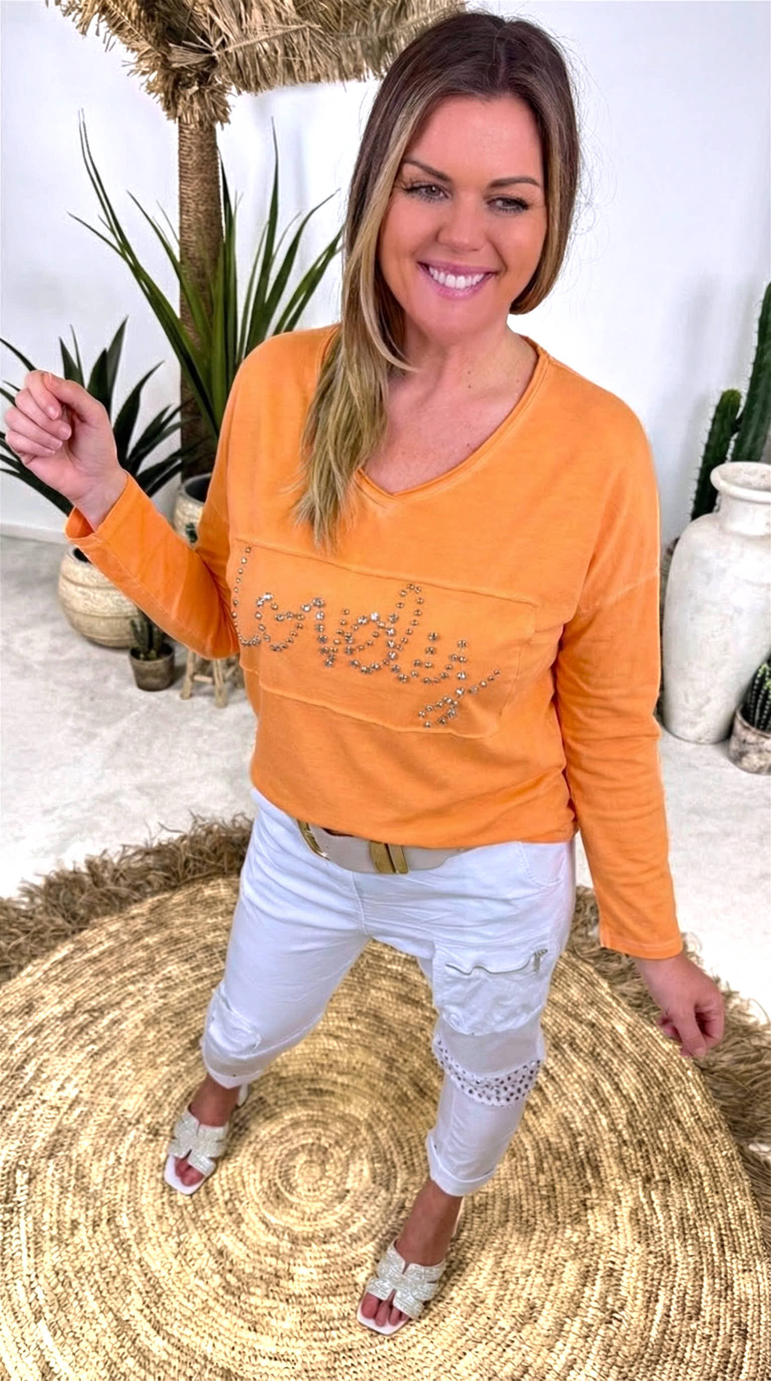 Langarmshirt Heart Message *Apricot*