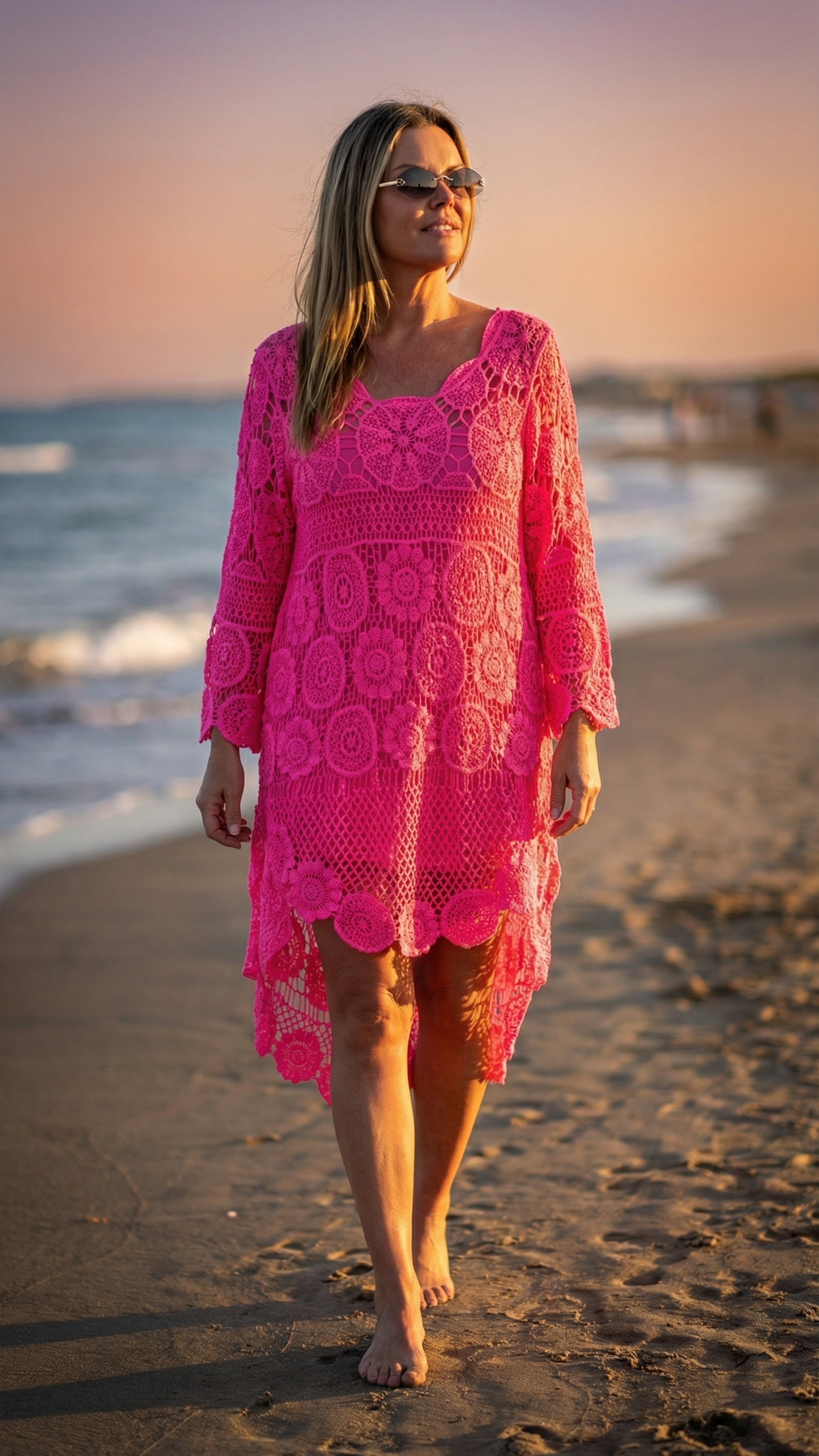 Häkelkleid Beach Goddess *Neon Pink*