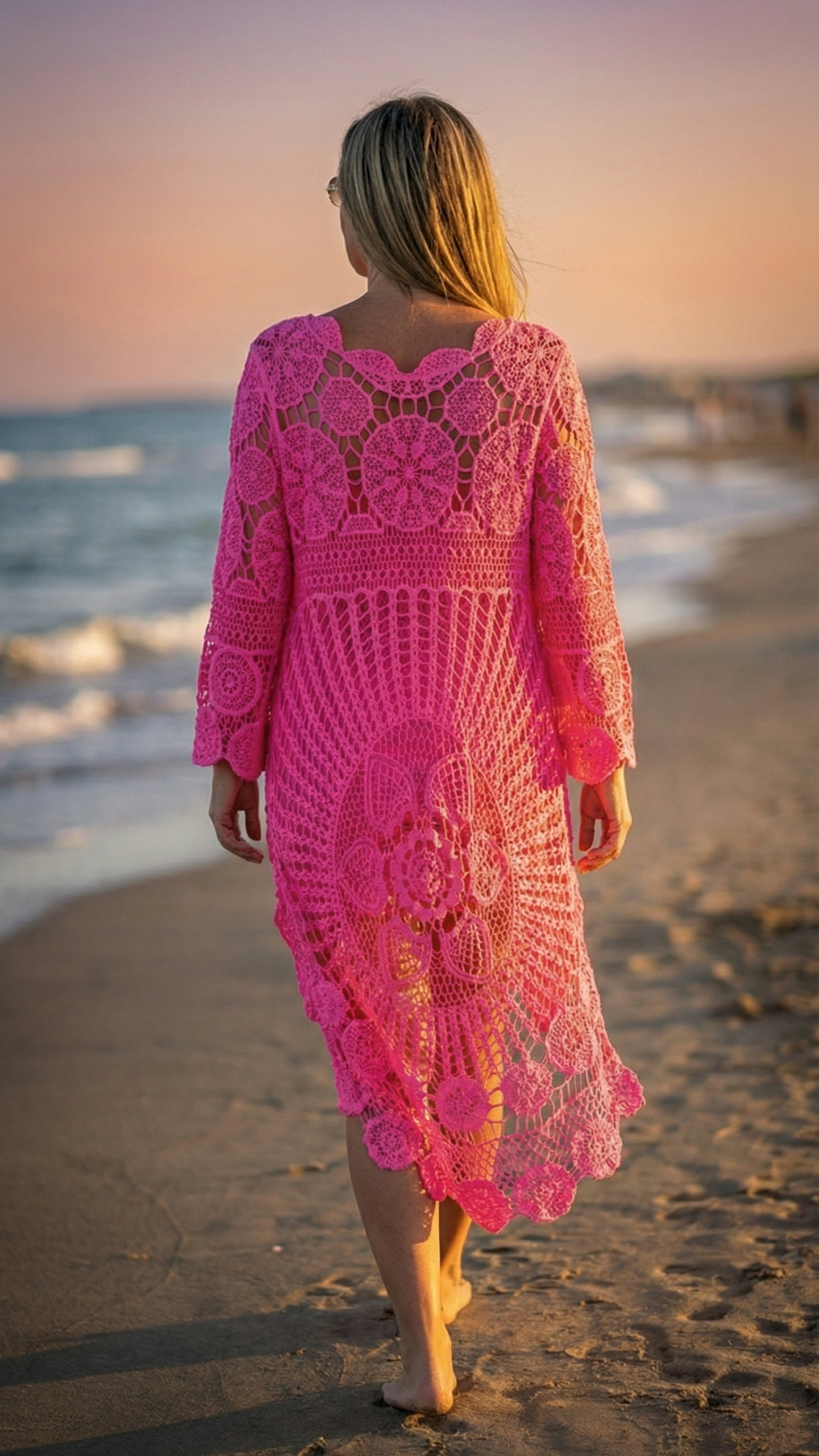 Häkelkleid Beach Goddess *Neon Pink*