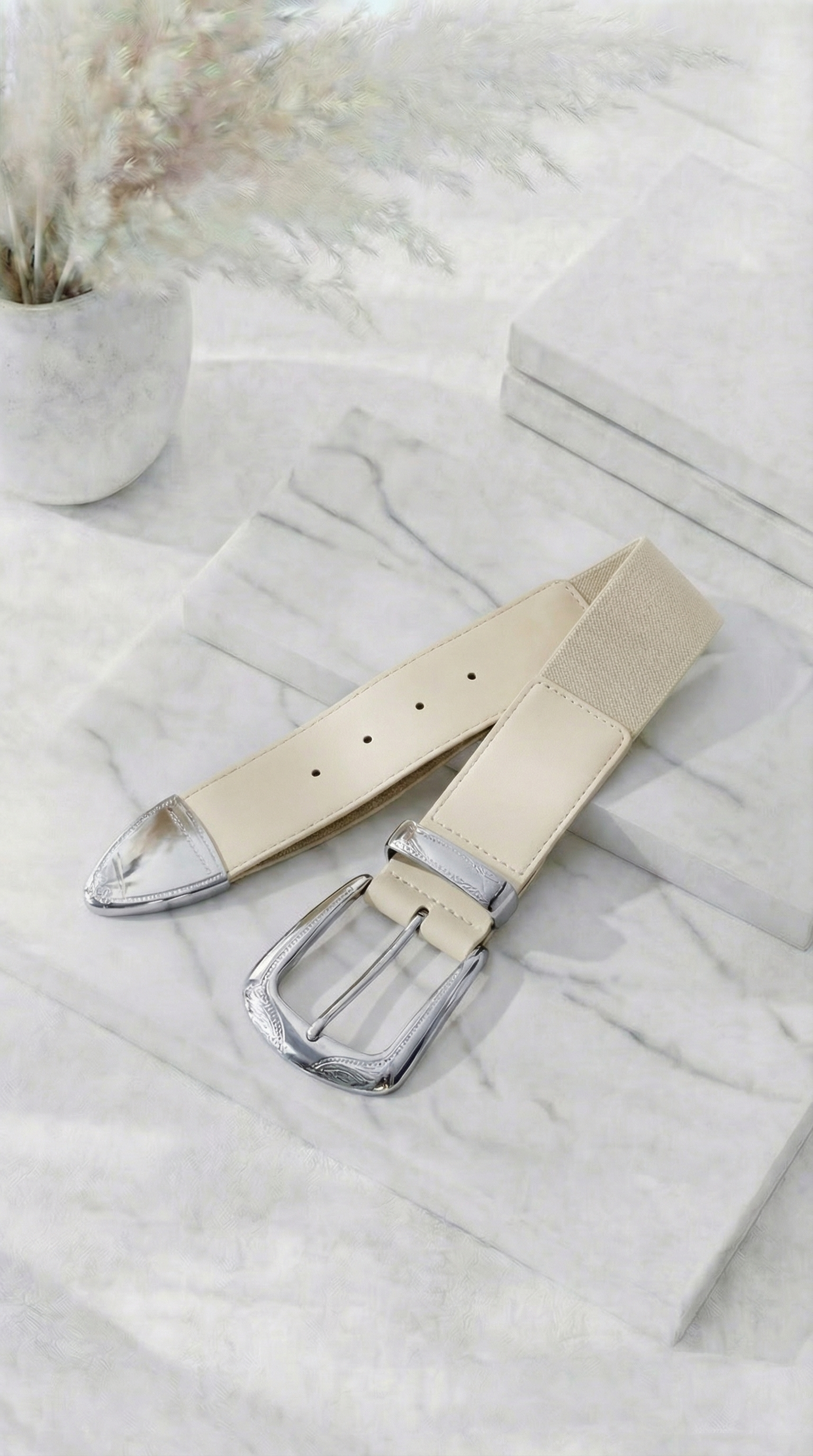 Gürtel Luxe Band *Creme/Silber*