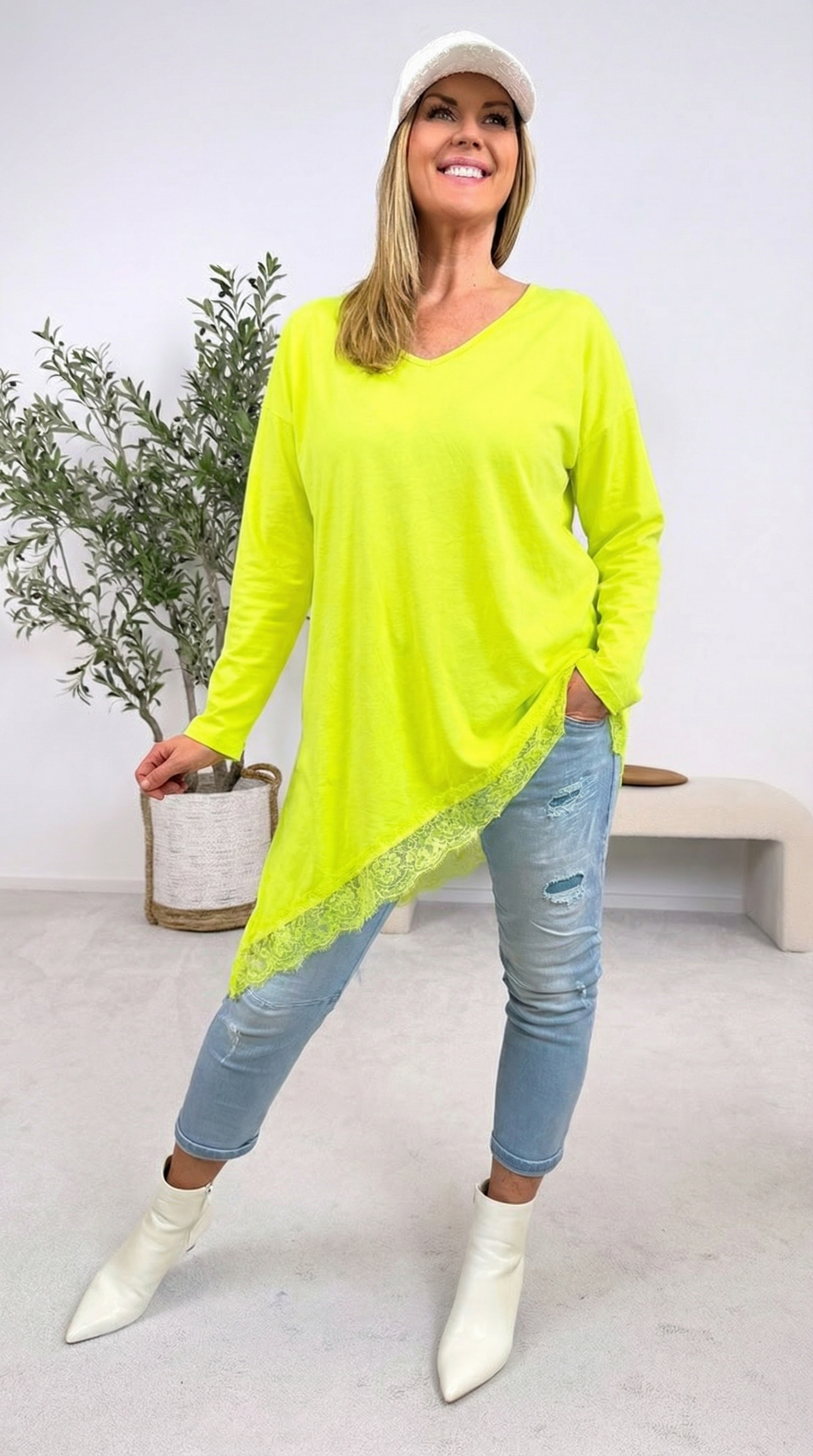 Langarmshirt Easy Fit *Neon Gelb*