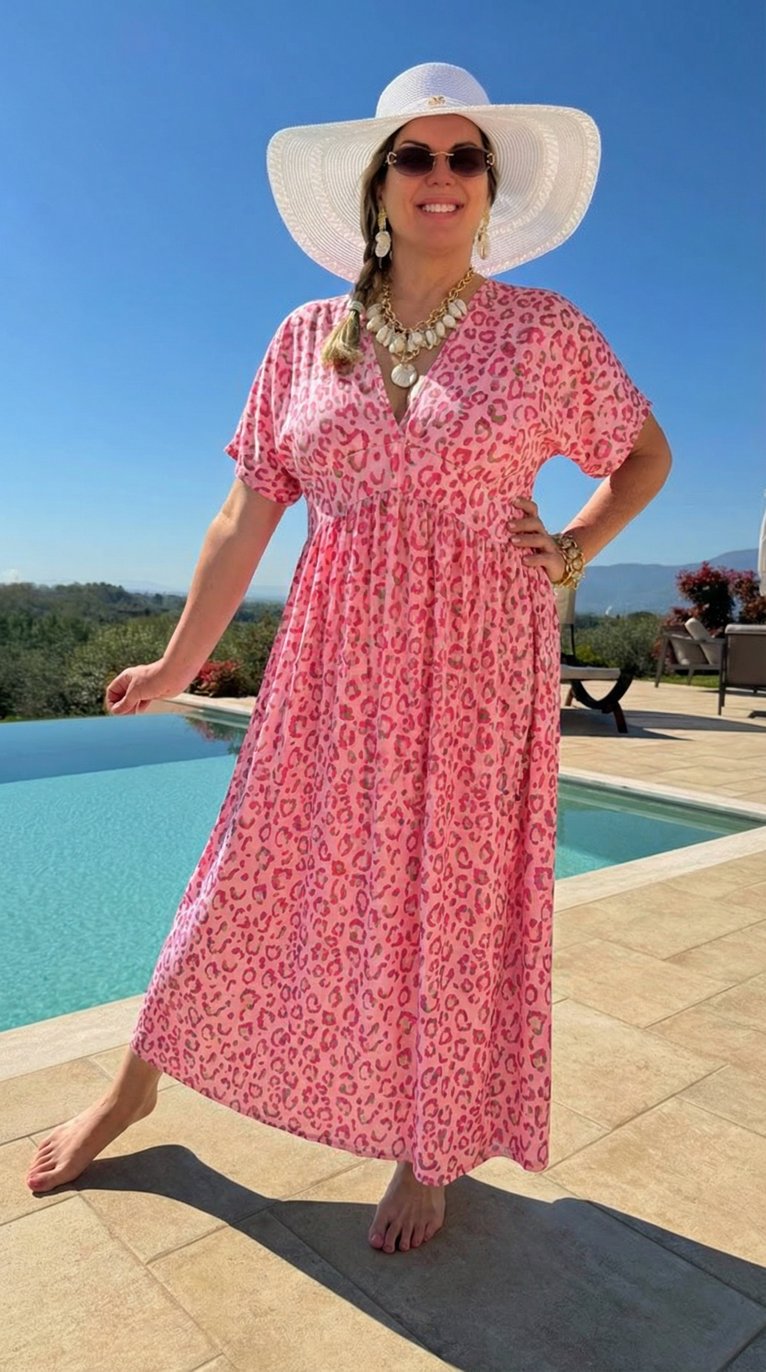 Langes Kleid Color Leo *Pink*