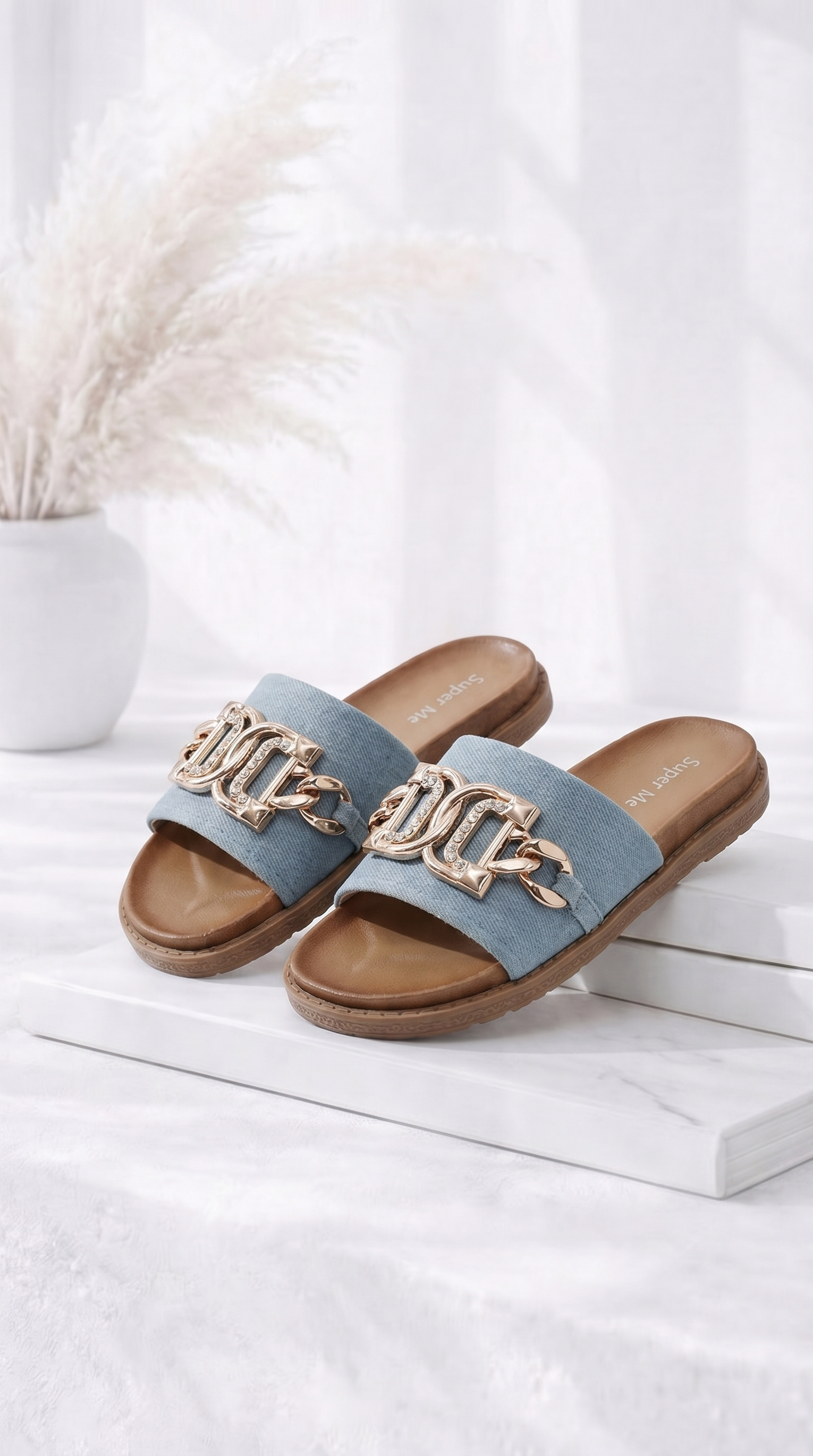 Sandale Gold Chain *Blau*